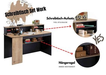 Cilek Kinderschreibtisch Work, inkl. Aufsatz, Breite 139 cm, USB-Steckplätze, Soft-Close-Funktion, Zwei Schubladen, modern