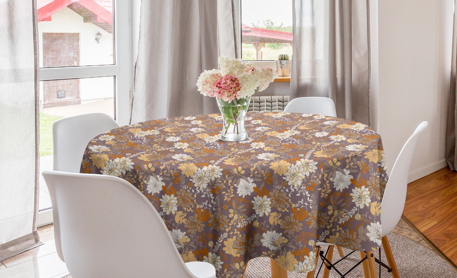 für Esszimmer Dekoration, Abakuhaus Abdeckung Tischdecke Blumen und Kreis Küche Tischdecke Ölzweige Blumen