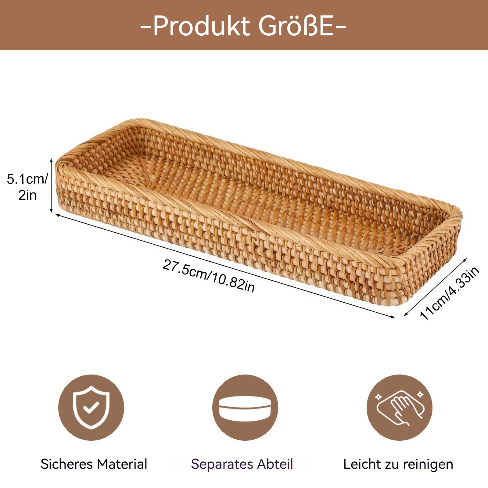 BlingBin Aufbewahrungskorb Rattan Badezimmer Brotkorb handgeflochten Regalk günstig online kaufen