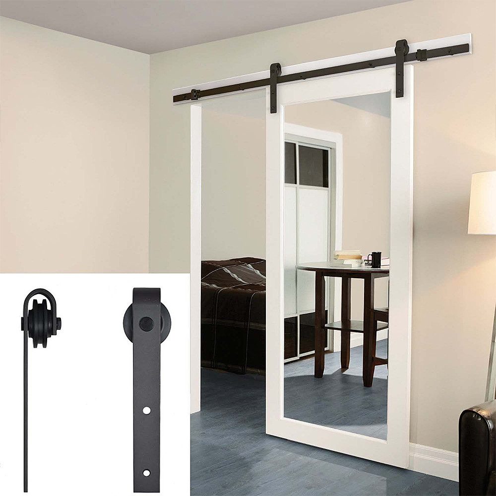 JEOBEST Schiebetür 300cm Schiebetürsystem Komplett-Set, Schwarz günstig online kaufen