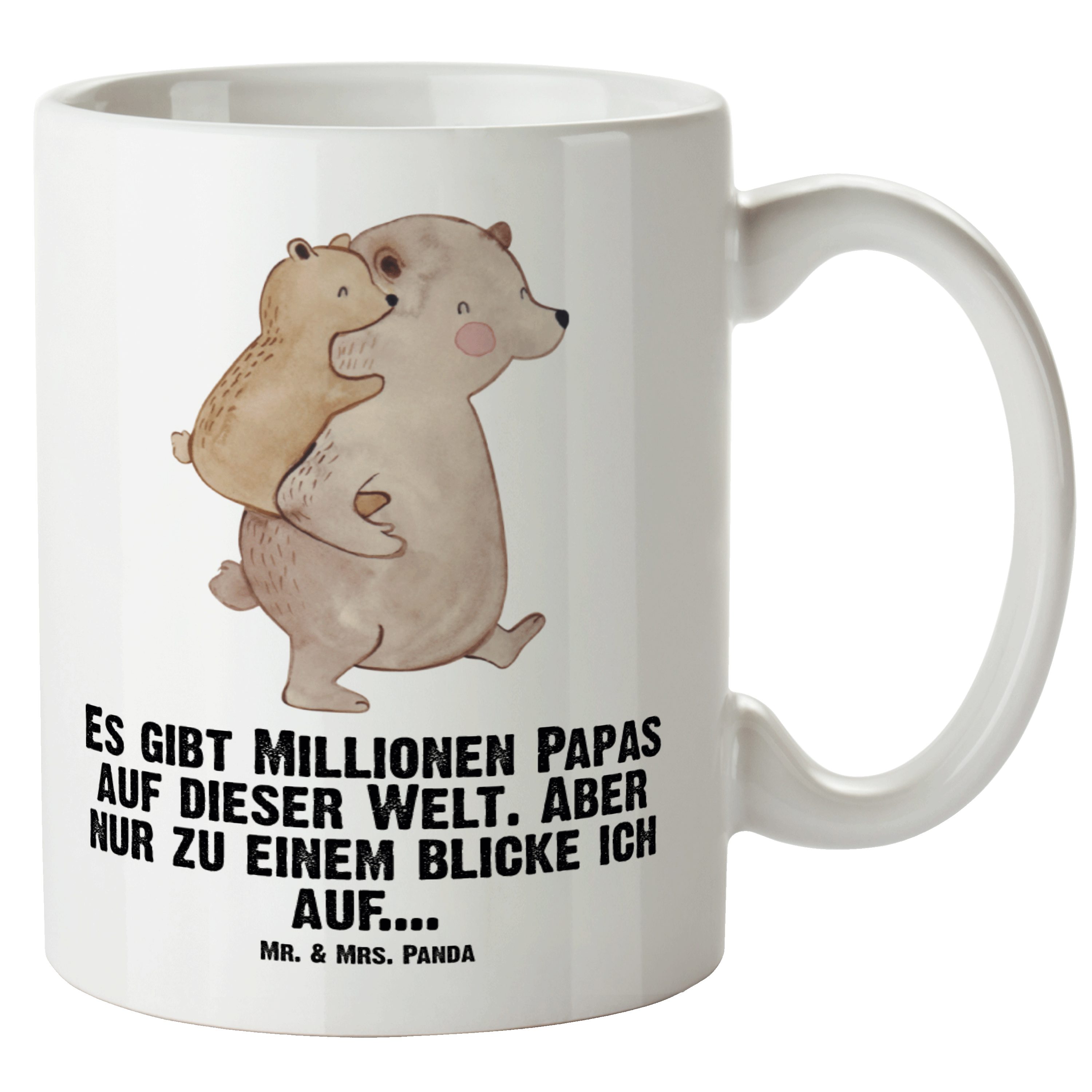 Mr. & Mrs. Panda Tasse Papa Bär - Weiß - Geschenk, Muttertag, Große Tasse, Schwester, Grosse, XL Tasse Keramik