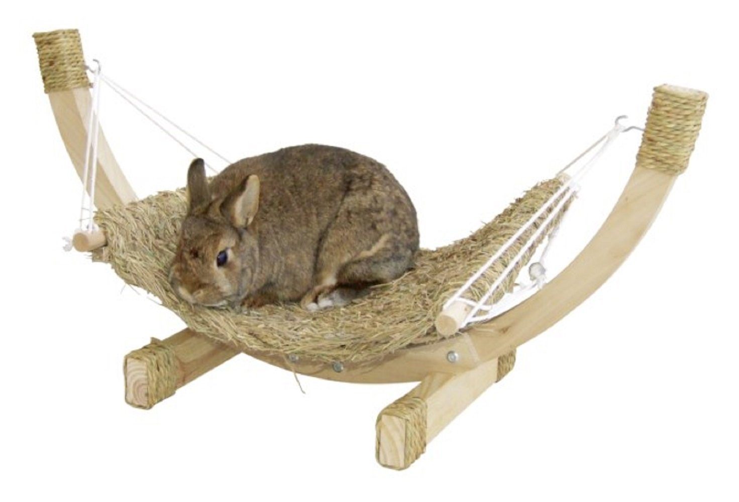 Kerbl Kleintierklettergerüst KERBL Hängematte SIESTA aus Gras mit Holzgestell, 73x36x34cm 82796