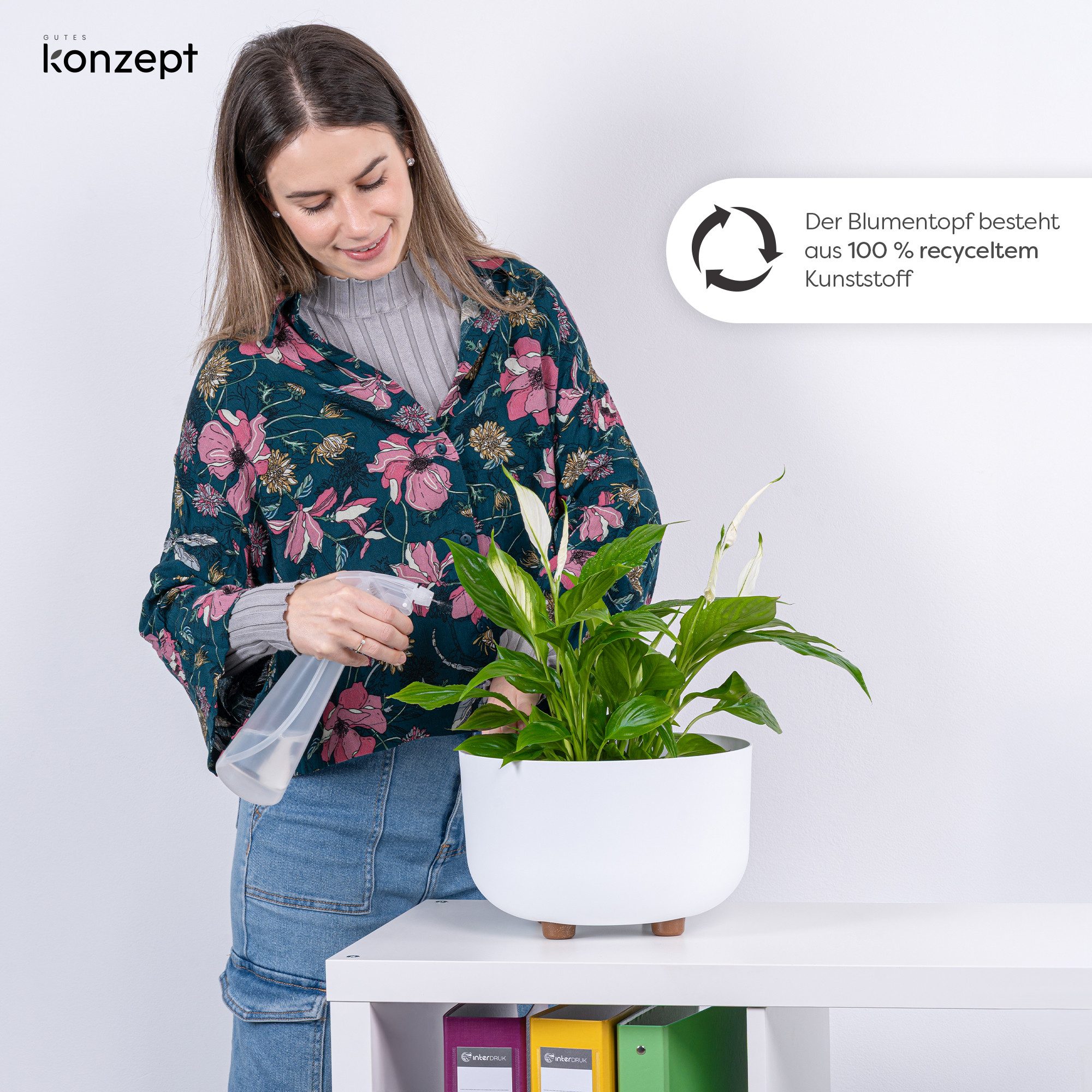 KONZEPT Blumentopf mit Füßen Ø 27 cm, für innen & außen, Mit abnehmbaren Füßen. Für Kräuter, Blumen und kompakte Grünpflanzen.