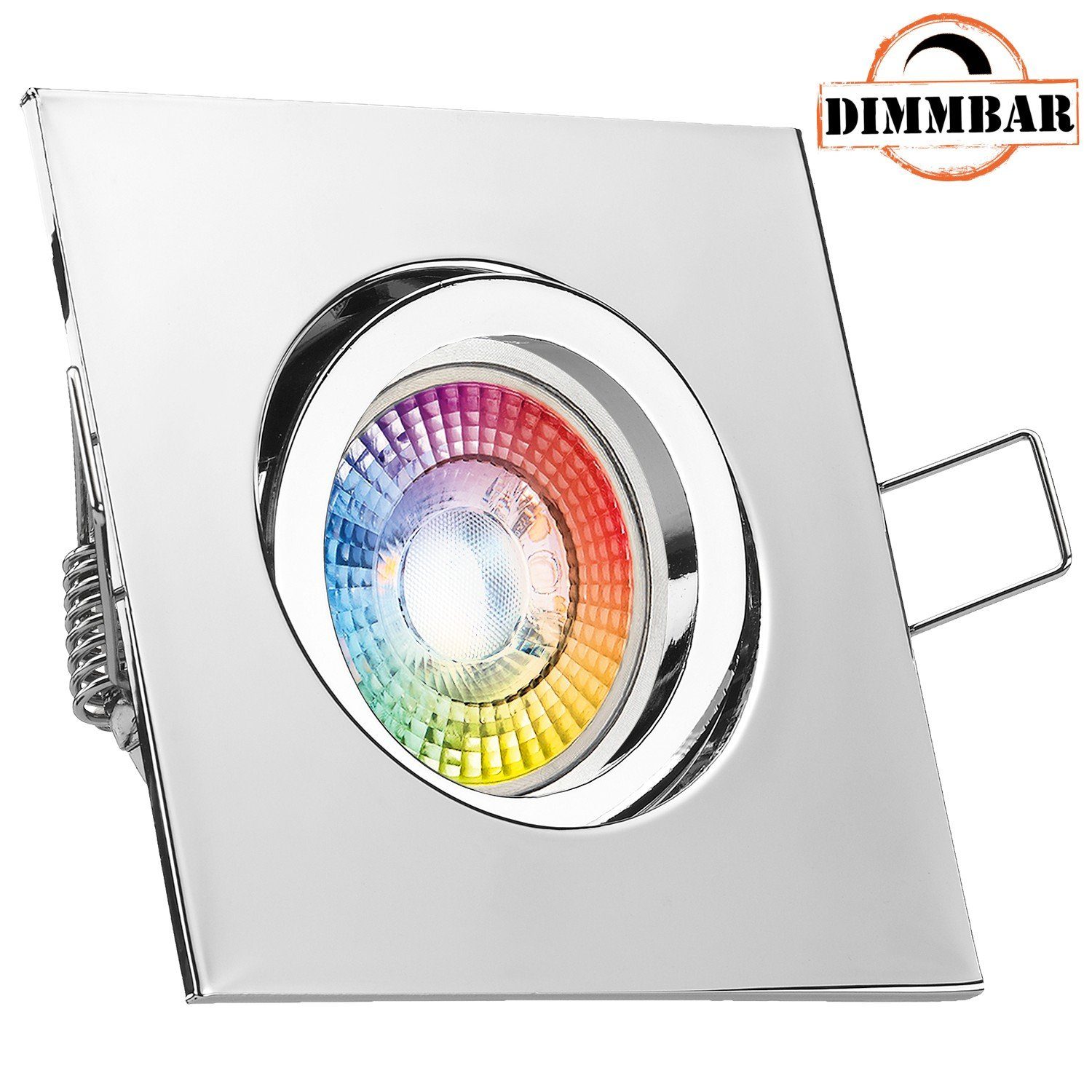 LEDANDO LED Einbaustrahler RGB LED Einbaustrahler Set extra flach in chrom mit 3W LED von LEDANDO