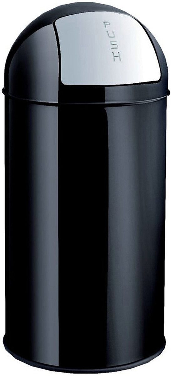 HELIT Papierkorb Abfallbehälter 30l Metall mit Push-Einwurfklappe schwarz