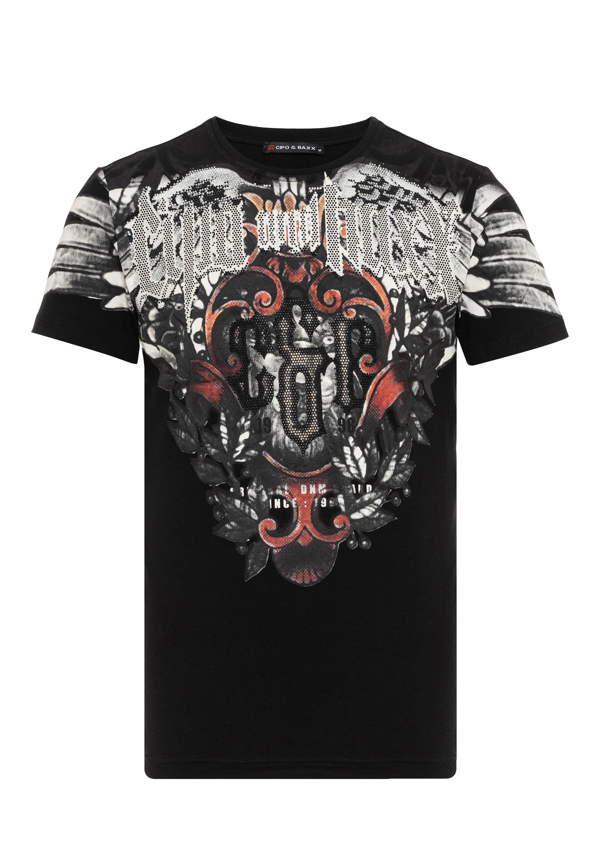 schwarz rockigem & Cipo T-Shirt Look in Baxx