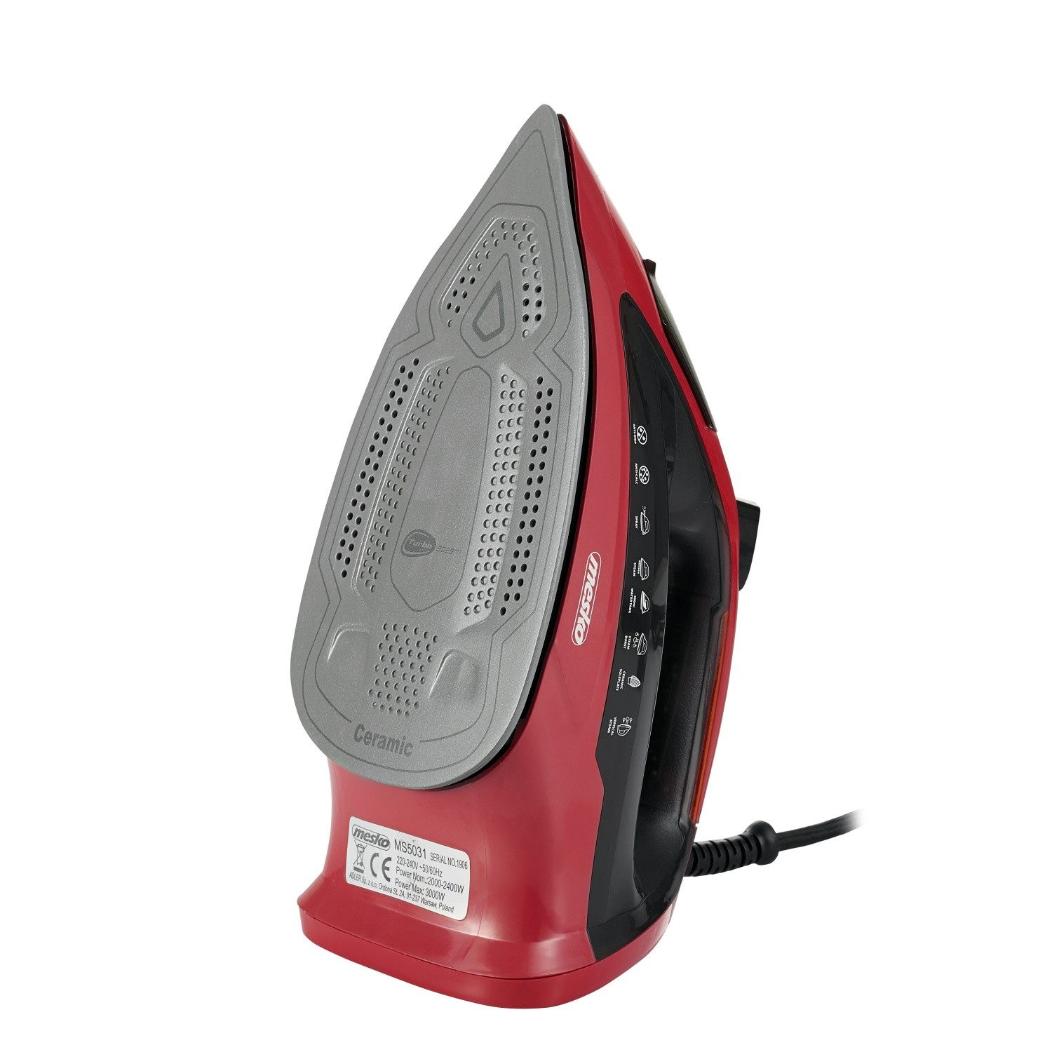 Mesko Dampfbügeleisen MS 5031 Dampfbügeleisen 3000 W - 400 ml, 5 Funktionen, 2400 W, Keramiksohle, Anti-Kalk, Anti-Tropf