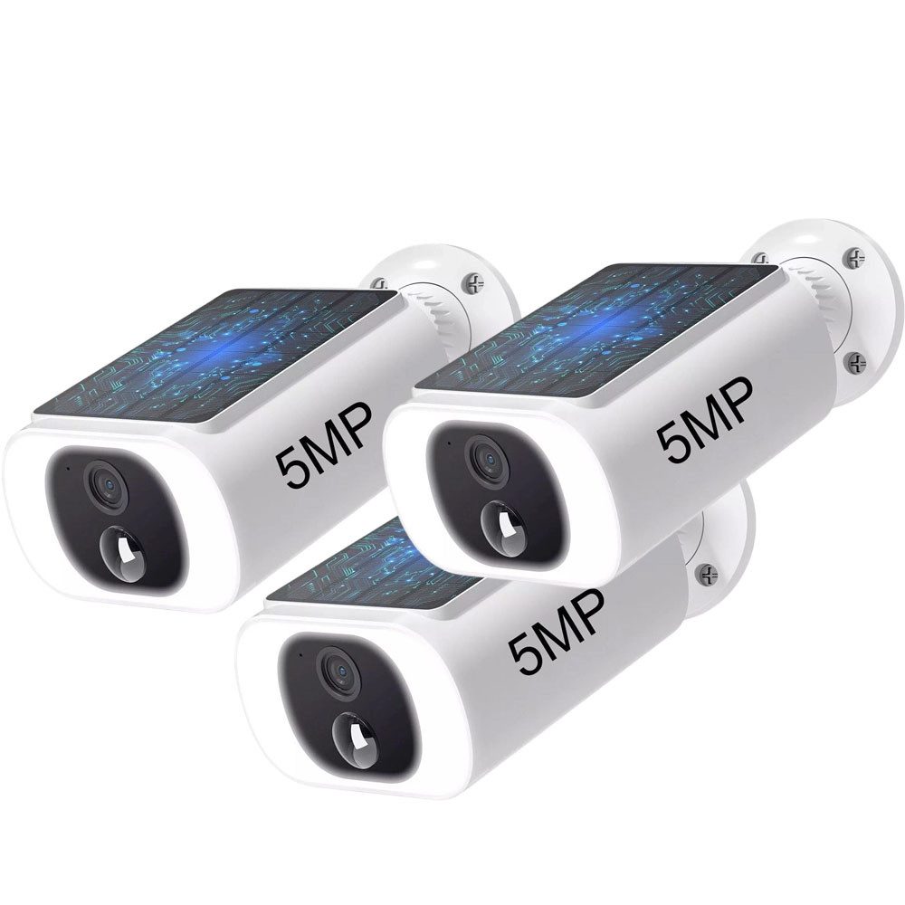 Topcony Überwachungskamera 5MP FHD Überwachungskamera Aussen Akku mit Solarpanel (Überwachung, Innenbereich Sicherheit, Aussen, Außenbereich Sicherheit, Innenbereich, Außenbereich, 100% Kabellose Kamera Überwachung Aussen Solar Flutlicht, 3-tlg., 2-Wege-A