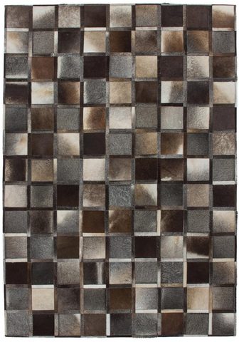 Kayoom Lederteppich Lavish 410 rechteckig Höhe: 8 mm Patchwork-echtes Leder-Fell Wohnzimmer