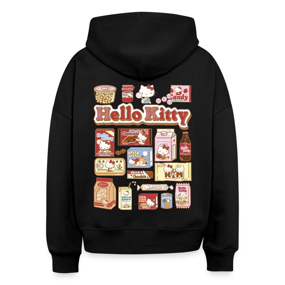 Spreadshirt Hoodie Hello Kitty Snack Collage Frauen Boxy Organic Hoodie (1- günstig online kaufen
