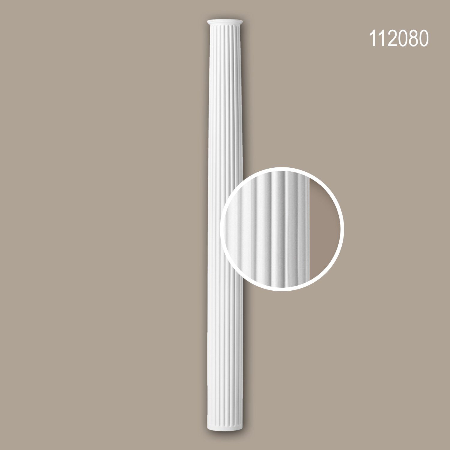 Profhome Wanddekoobjekt 112080 (Vollsäulen Schaft, 1 St., Säule, Zierelement, Stucksäule, Dekosäule, Durchmesser 15,5 cm), weiß, vorgrundiert, Stil: Neo-Klassizismus