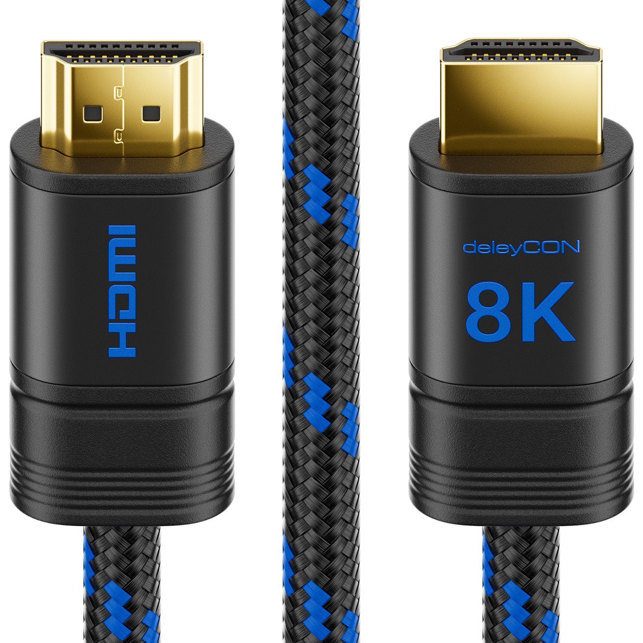deleyCON deleyCON 2m 8K UHD-II HDMI 2.1 Nylon Kabel 8K@60Hz 4K@120Hz HDMI-Kabel