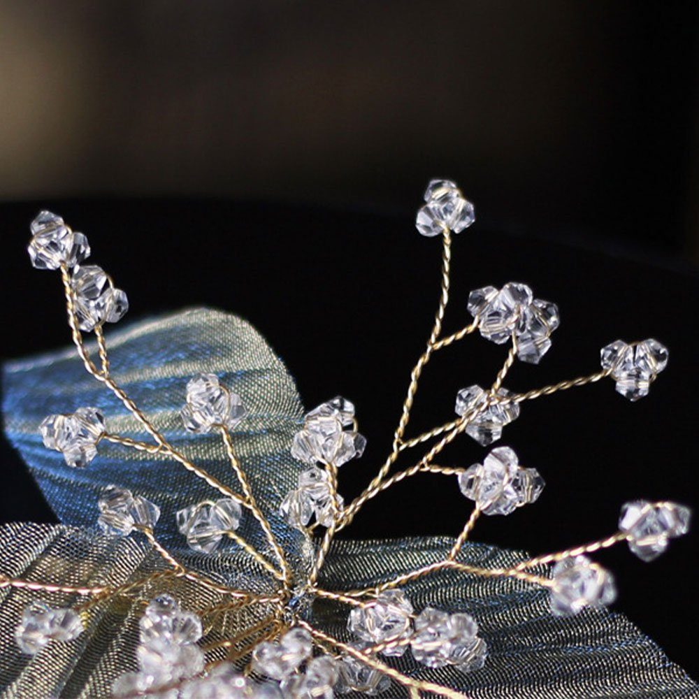 AUzzO~ Diadem bräute (1 Haarkamm Kopfschmuck Reben Hochzeit haarschmuck Blatt Kristall für Haar Stück)