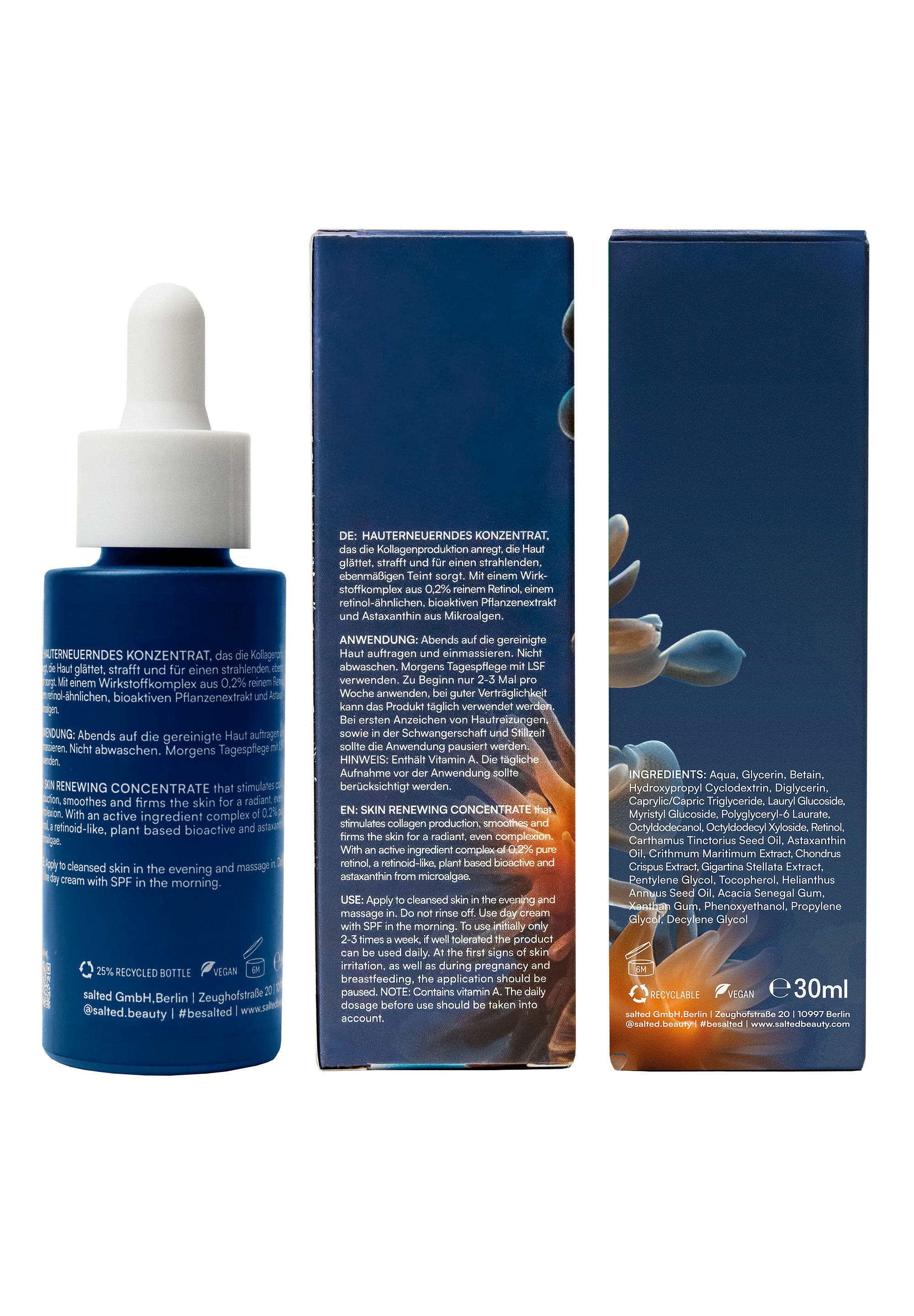salted. Gesichtsserum Retinol Serum ohne Duft, ohne Duft, zur Hauterneuerung