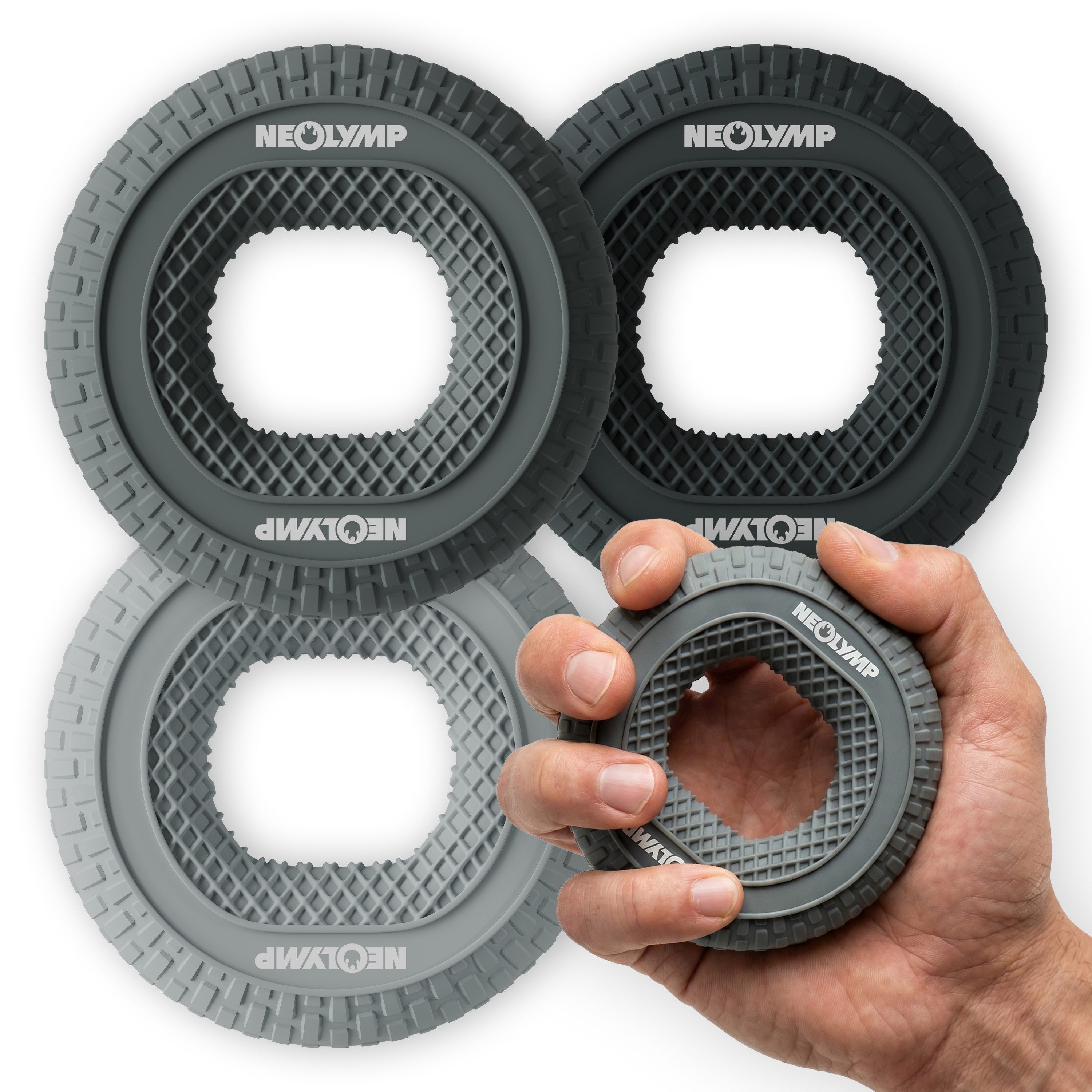 NEOLYMP Handmuskeltrainer Griffkraft Trainer Set – 3 Widerstandsstufen (13,5/18/23 kg) – Silikon (Krafttraining – 3 Widerstandsstufen (13,5/18/23 kg) – Ergotherapie), Handtrainer Unterarm- & Fingerkraft – Ideal für Calisthenics, Klettern