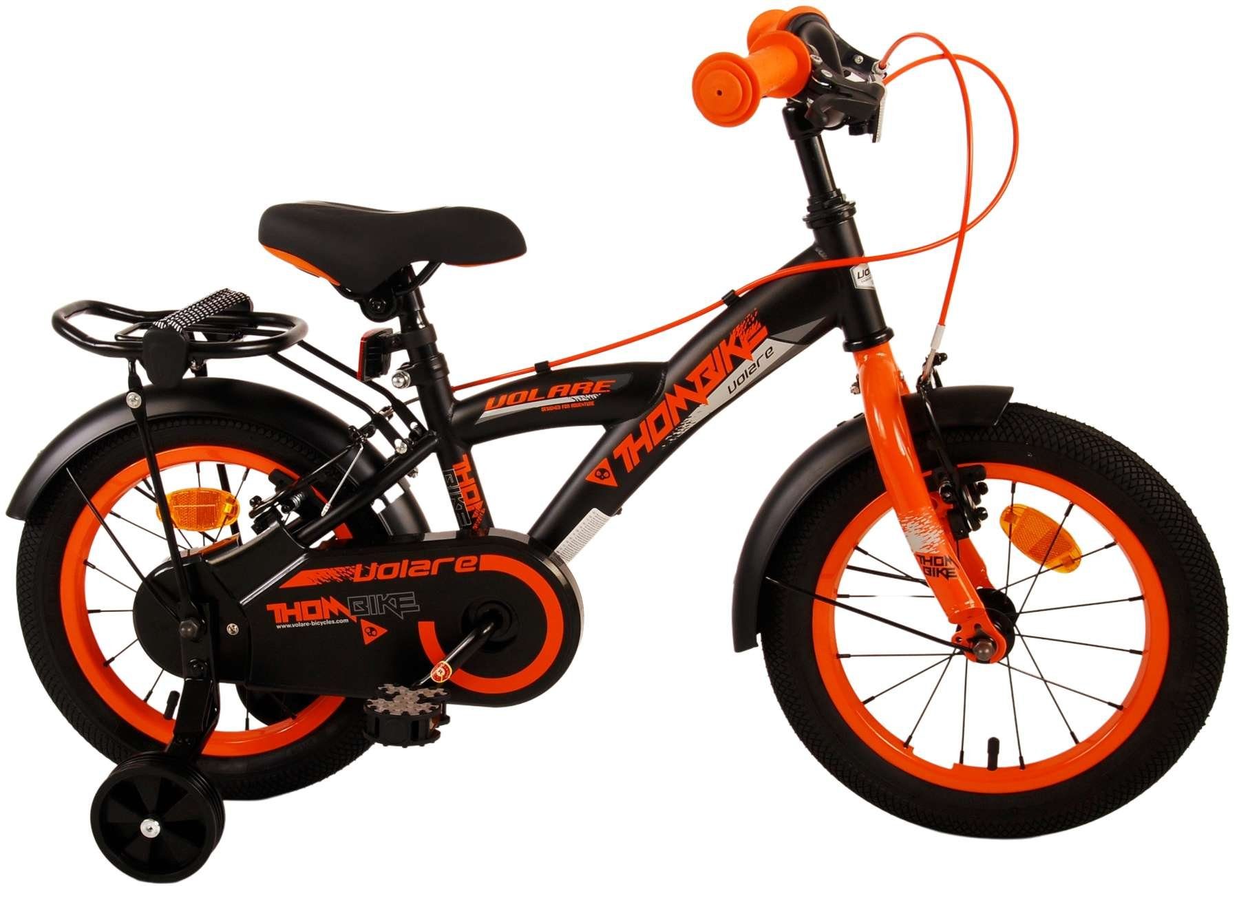 Fahrrad ohne mit Stützräder - Jungen 14 - - Zoll Volare Gang, 2x Fahrrad mit Kinder 14 Jungs Orange Schaltung - Sicherheitsgriffe), Handbremse, Kinderrad - Kinderfahrrad Thombike 1 TPFSports Zoll (Jungsfahrrad