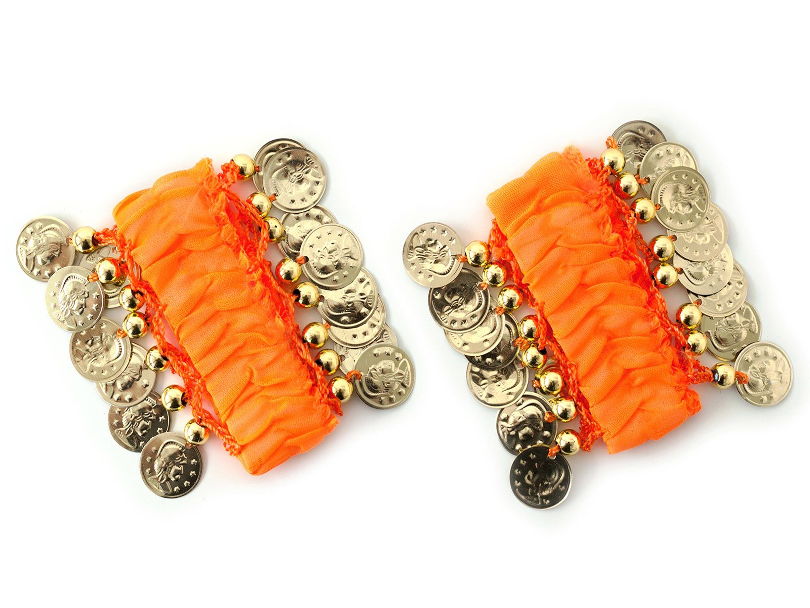 MyBeautyworld24 Armband Belly Dance Handkette (Paar) Fasching Armbänder orange