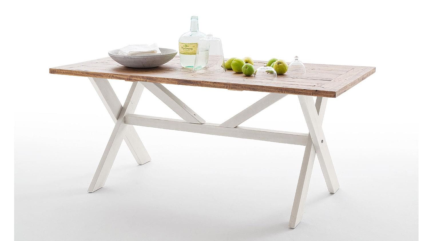 MCA furniture Esstisch Esstisch Byron Kiefer massiv in weiß und Vintage braun 220cm