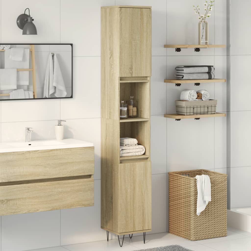 vidaXL Badezimmer-Set Badschrank Sonoma-Eiche 30x30x190 cm günstig online kaufen