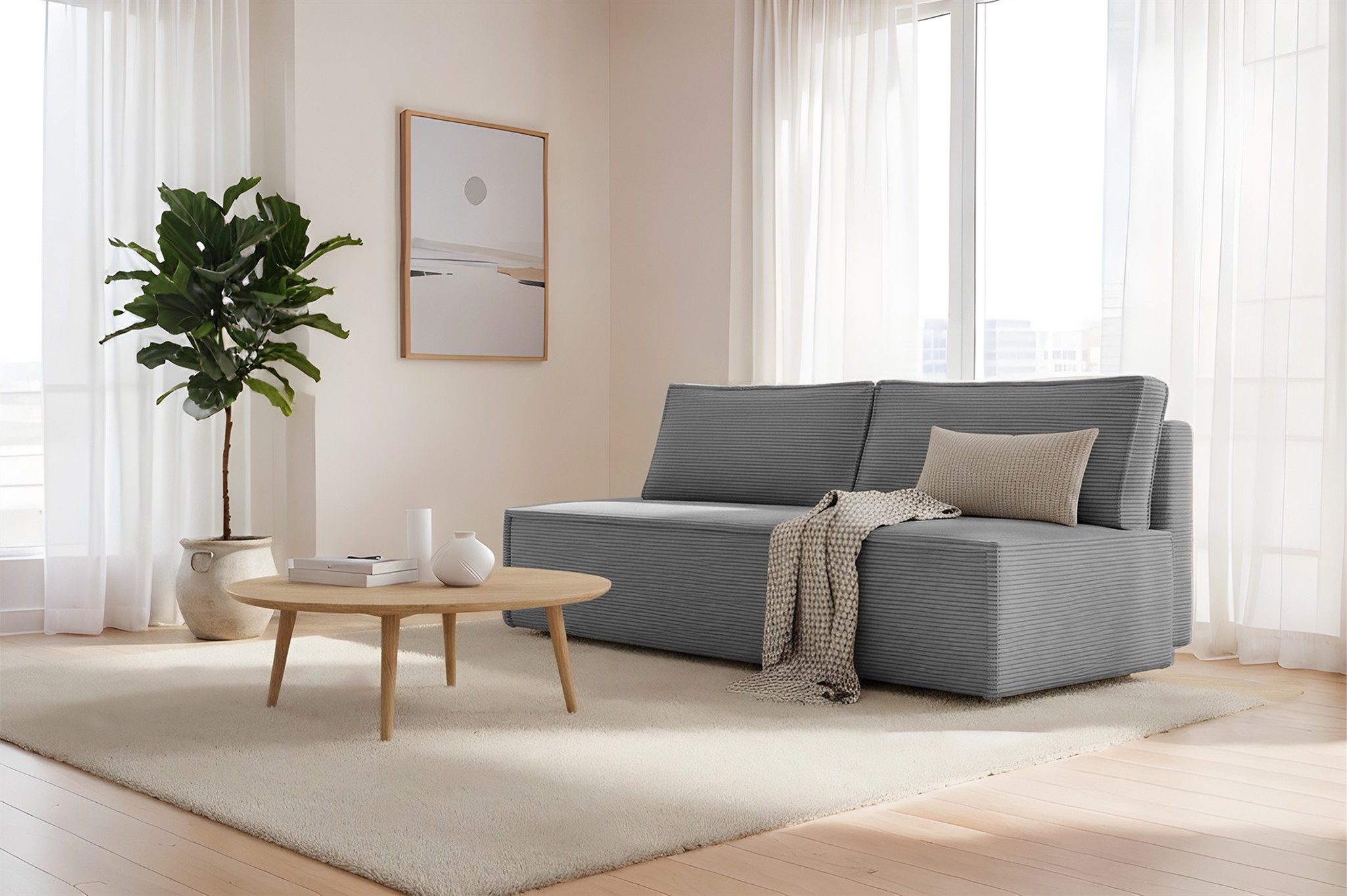 Fun Möbel Schlafsofa Sofa 3-Sitzer AMANDA mit Schlaffunktion in Stoff Poso / Speed, Expresslieferung