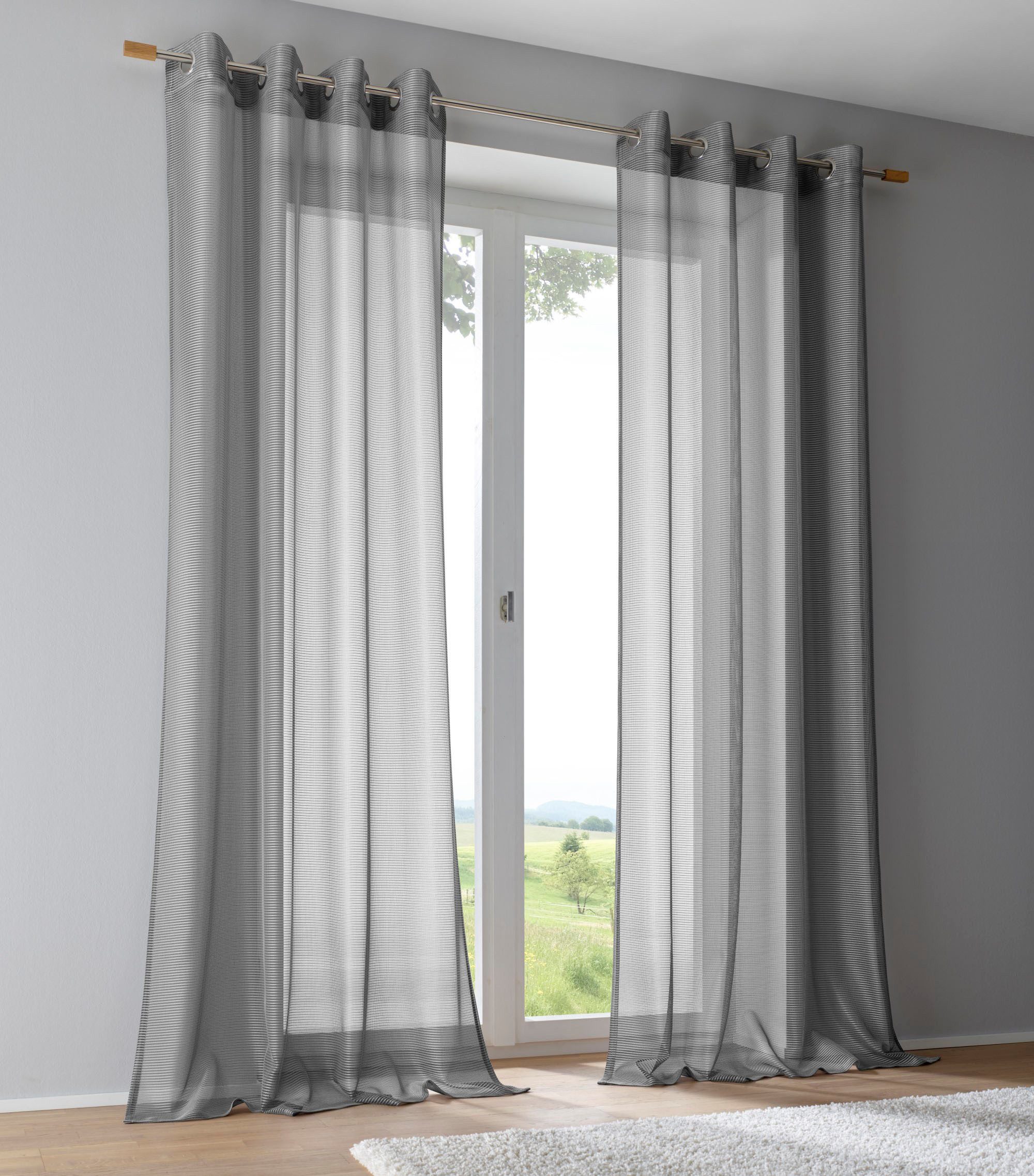 Kutti Vorhang Vinola (1 St), Ösen, halbtransparent, Wirkware, Ösengardine m günstig online kaufen