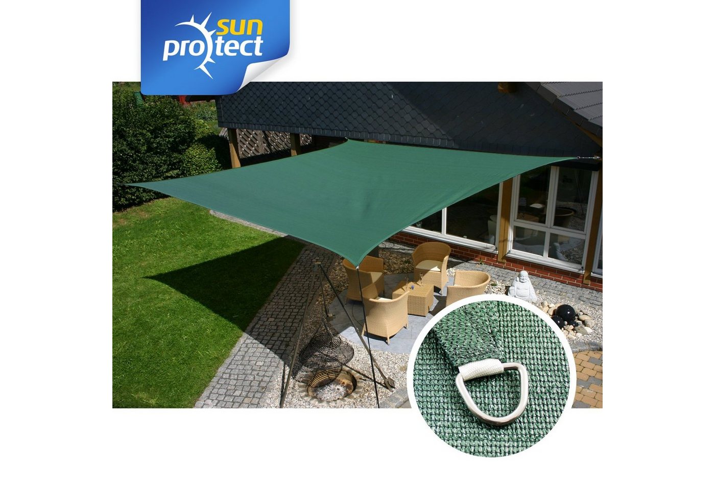 Thumbnail - sunprotect Sonnensegel 5 x 5 m Quadrat, ideal für Garten, Balkon & Terrasse