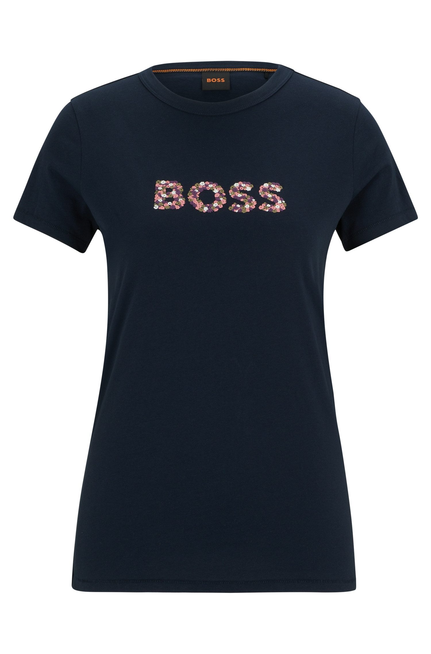 BOSS ORANGE T-Shirt C_Elogo_print6 mit BOSS Logoschriftzug mit Mille Fleur Print