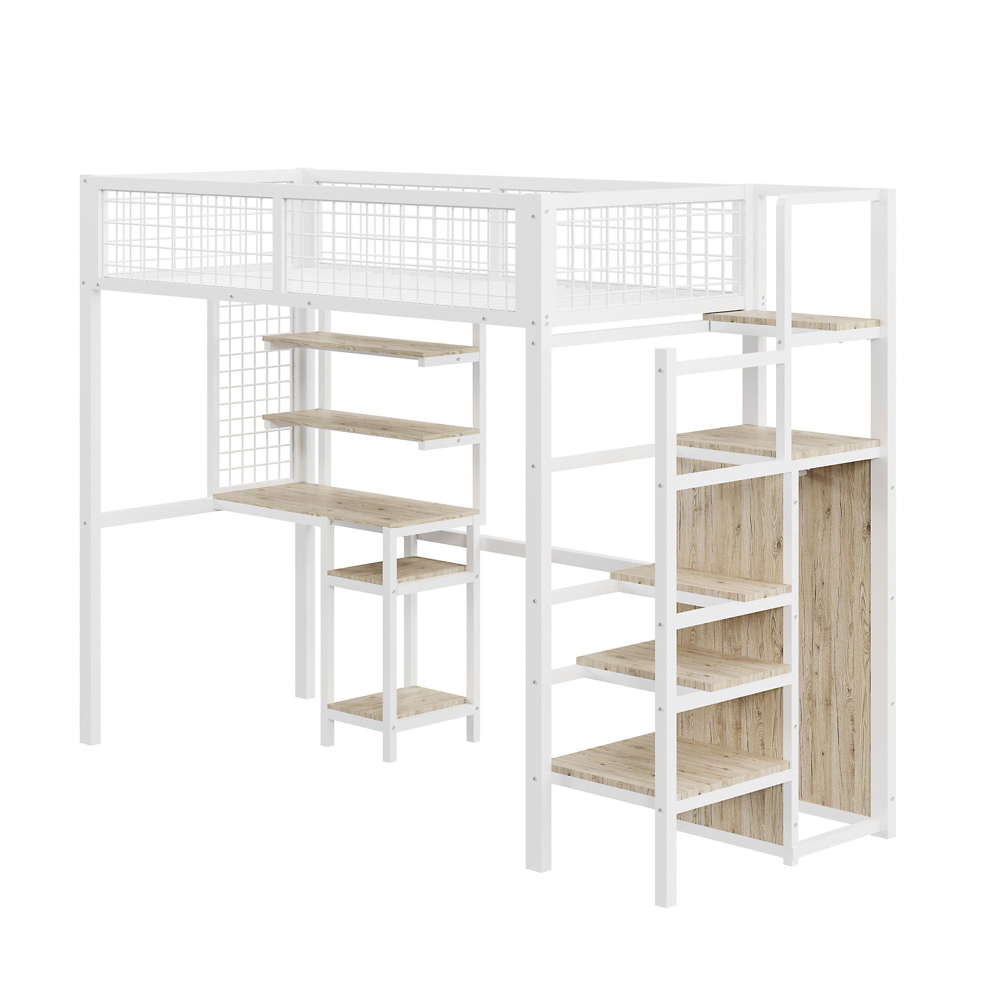 OKWISH Metallbett Kinderbett Einzelbett Stauraumbett Funktionsbett günstig online kaufen