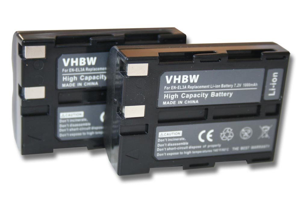 vhbw kompatibel mit Nikon D70, D50, D100, D70s, D100 SLR Kamera-Akku Li-Ion 1000 mAh (7,2 V)
