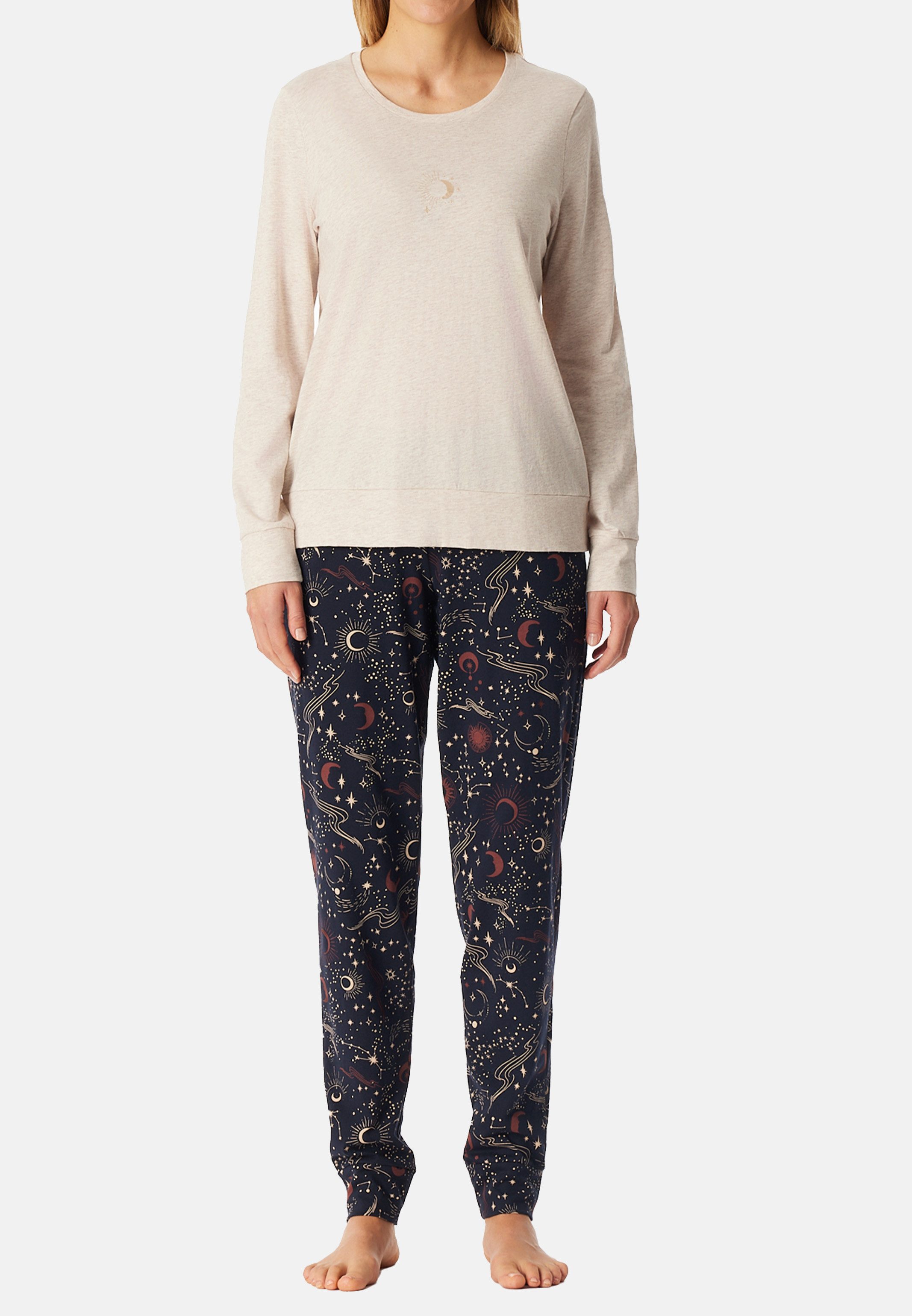 Schiesser Pyjama Cotton (Set, 2 tlg) Schlafanzug - Baumwolle - Atmungsaktiv - Mit modischem Astro-Print