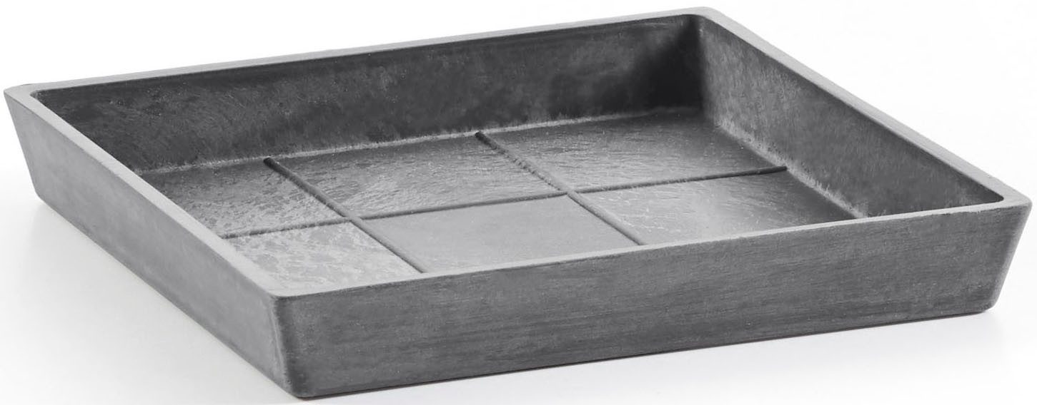 ECOPOTS Blumentopfuntersetzer SQUARE SAUCER Grey, BxTxH: 18x18x2,5 cm günstig online kaufen