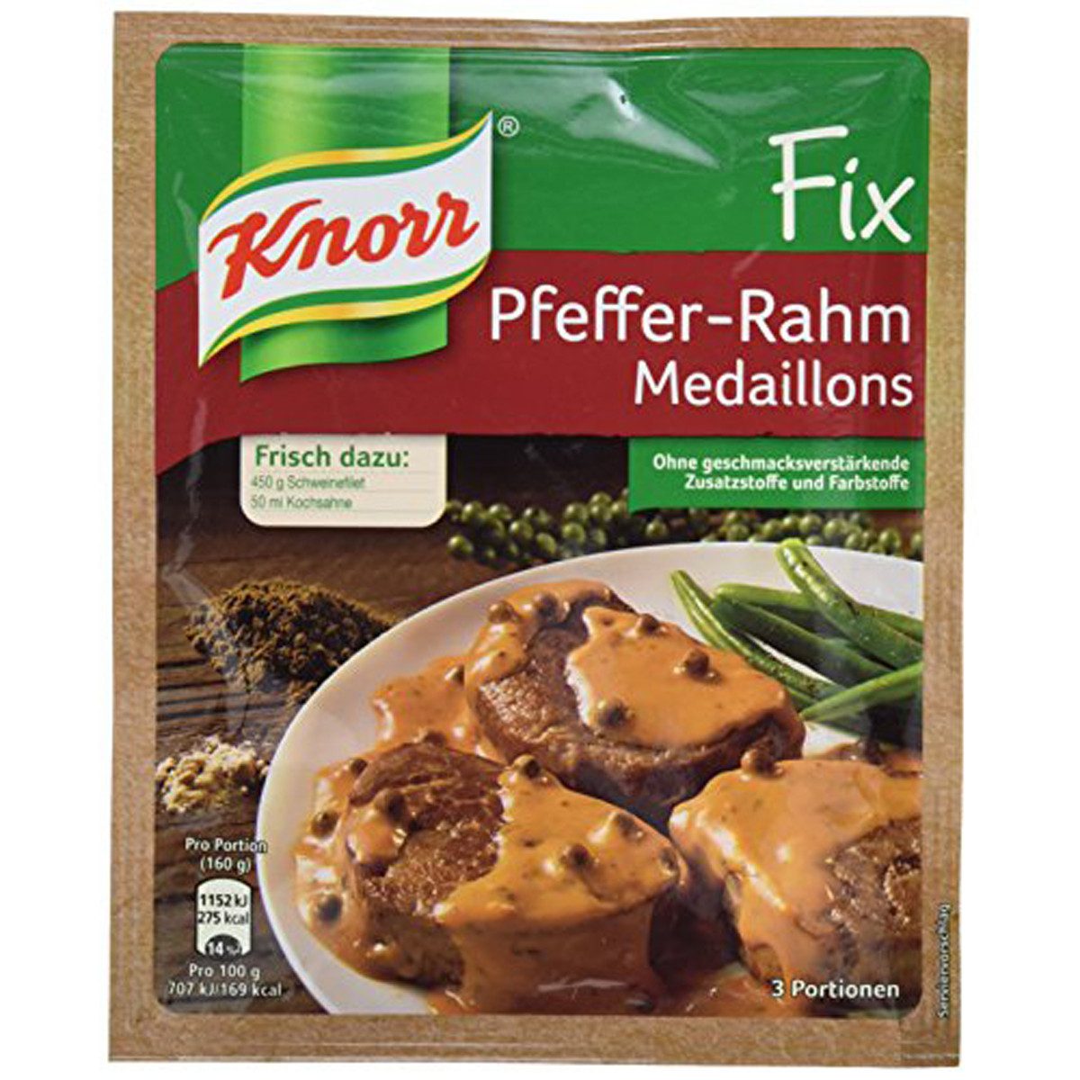 Knorr Saucen, Knorr Fix Pfeffer Rahm Medaillons 3 Portionen 420g 12er Pack