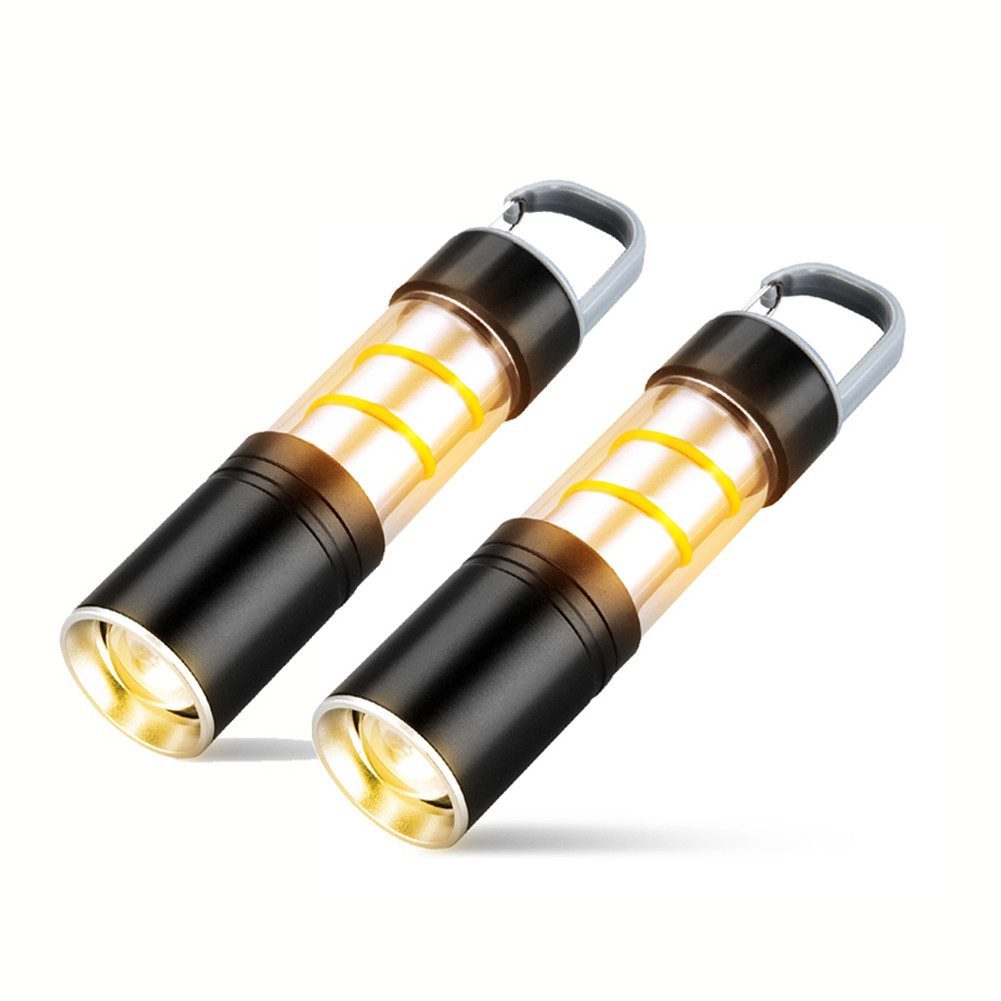 FANNOU LED Taschenlampe Aufladbar mit Campinglicht, Zoombar, 2 Lichtmodi, Lange Akkulaufzeit (2-St), Wasserdichte Taschenlampe für Camping, Outdoor, Notfälle