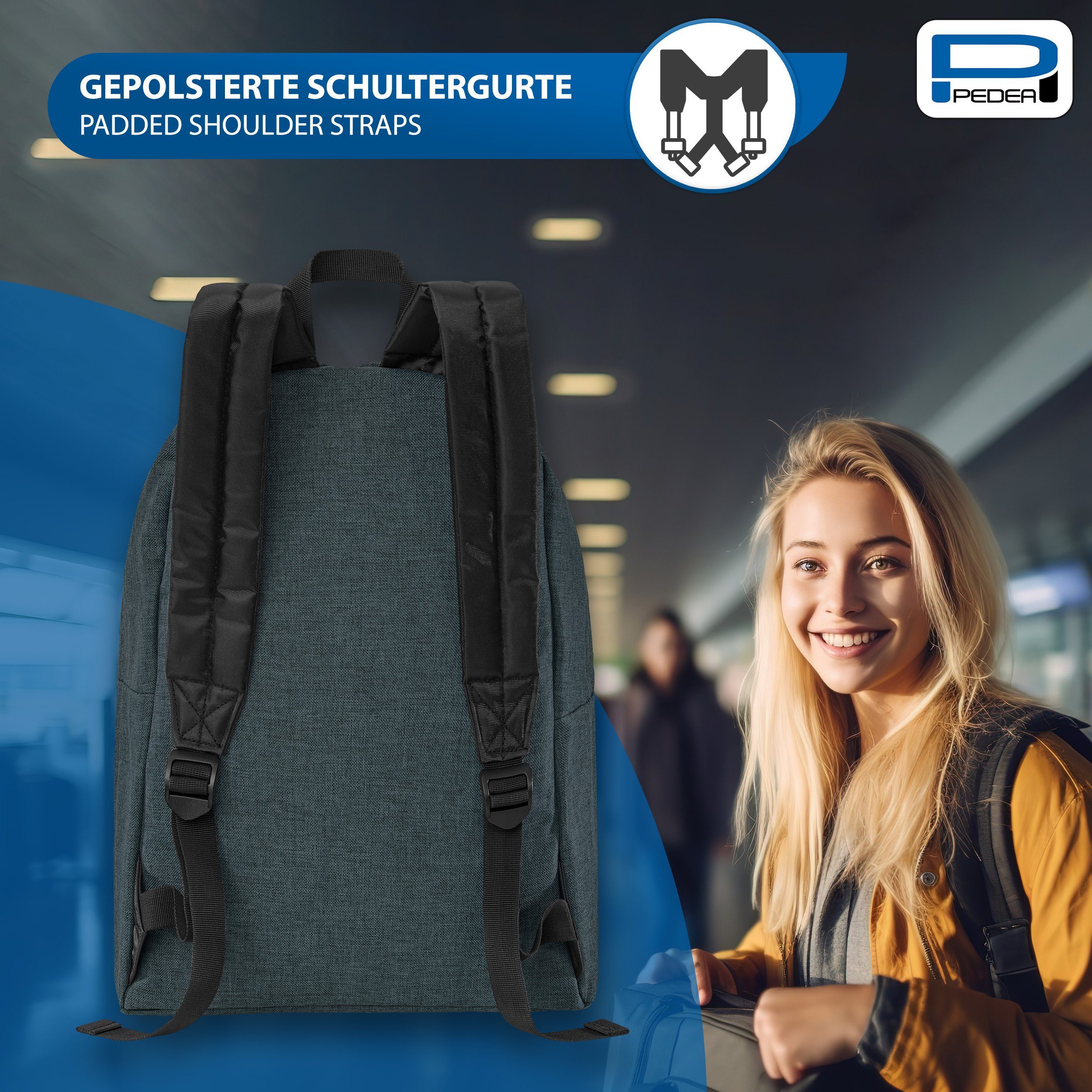 PEDEA Freizeitrucksack STYLE Daypack für Damen & Herren (13,3 Zoll (33,8 cm), gepolstert, wasserabweisend – Bild 4 von 5