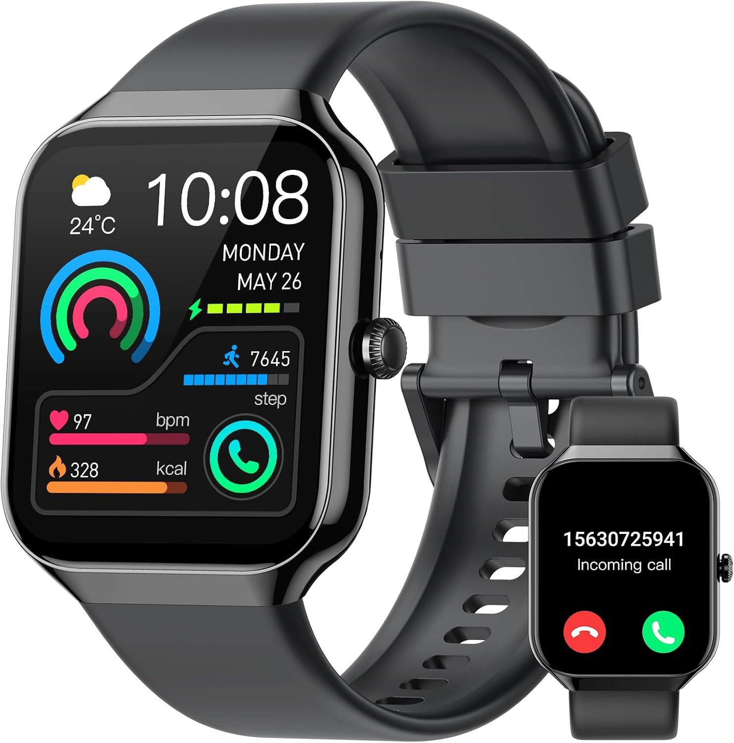 Jugeman P99 Smartwatch (4,9 cm, android ios), Smartwatch Damen mit 1.96 Display Bluetooth Anrufen IP68 wasserdicht