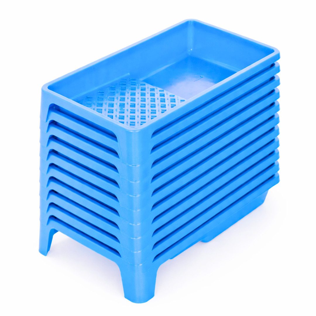 GEKO Farbwanne 10x Profi Farbwanne Blau Lackwanne Lackschale 15x29 / 25x33 cm, (Packung), 10er-Set, geriffelte Abrollfläche