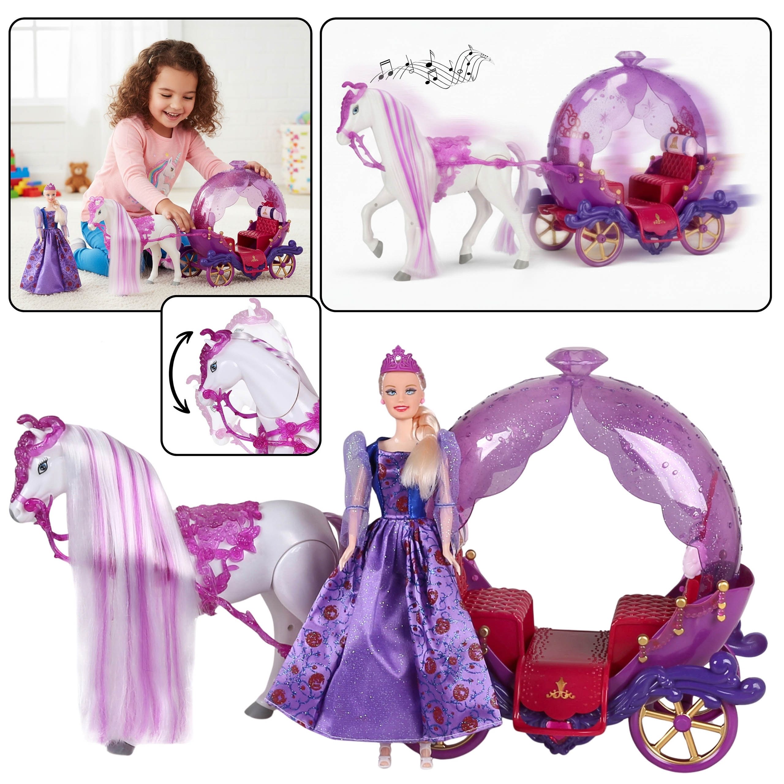 Sarcia.eu Puppenkutsche Prinzessinnenkutsche mit Pferd & Puppe, mit Sound, günstig online kaufen