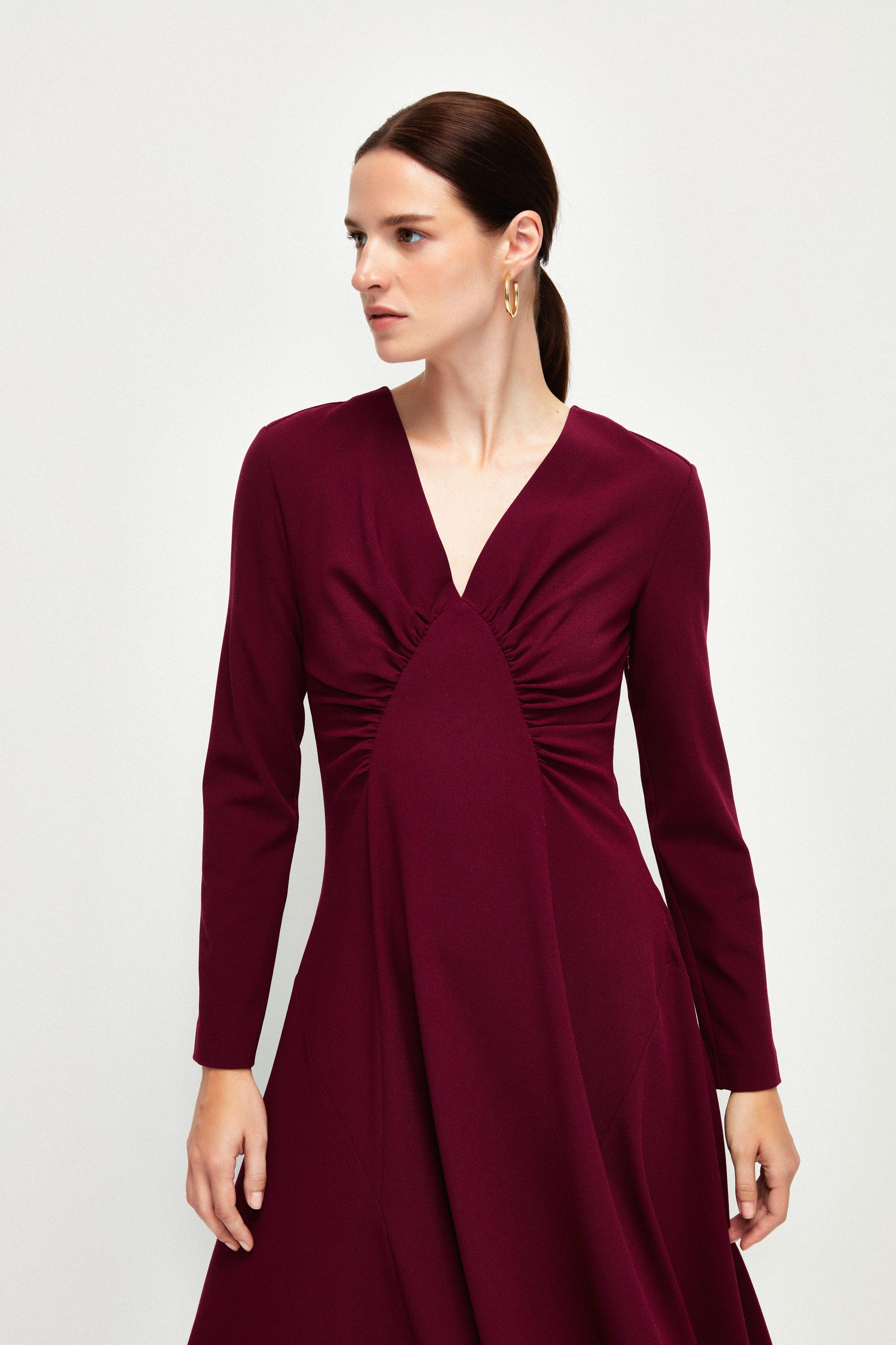 adL A-Linien-Kleid Kleid mit V-Ausschnitt