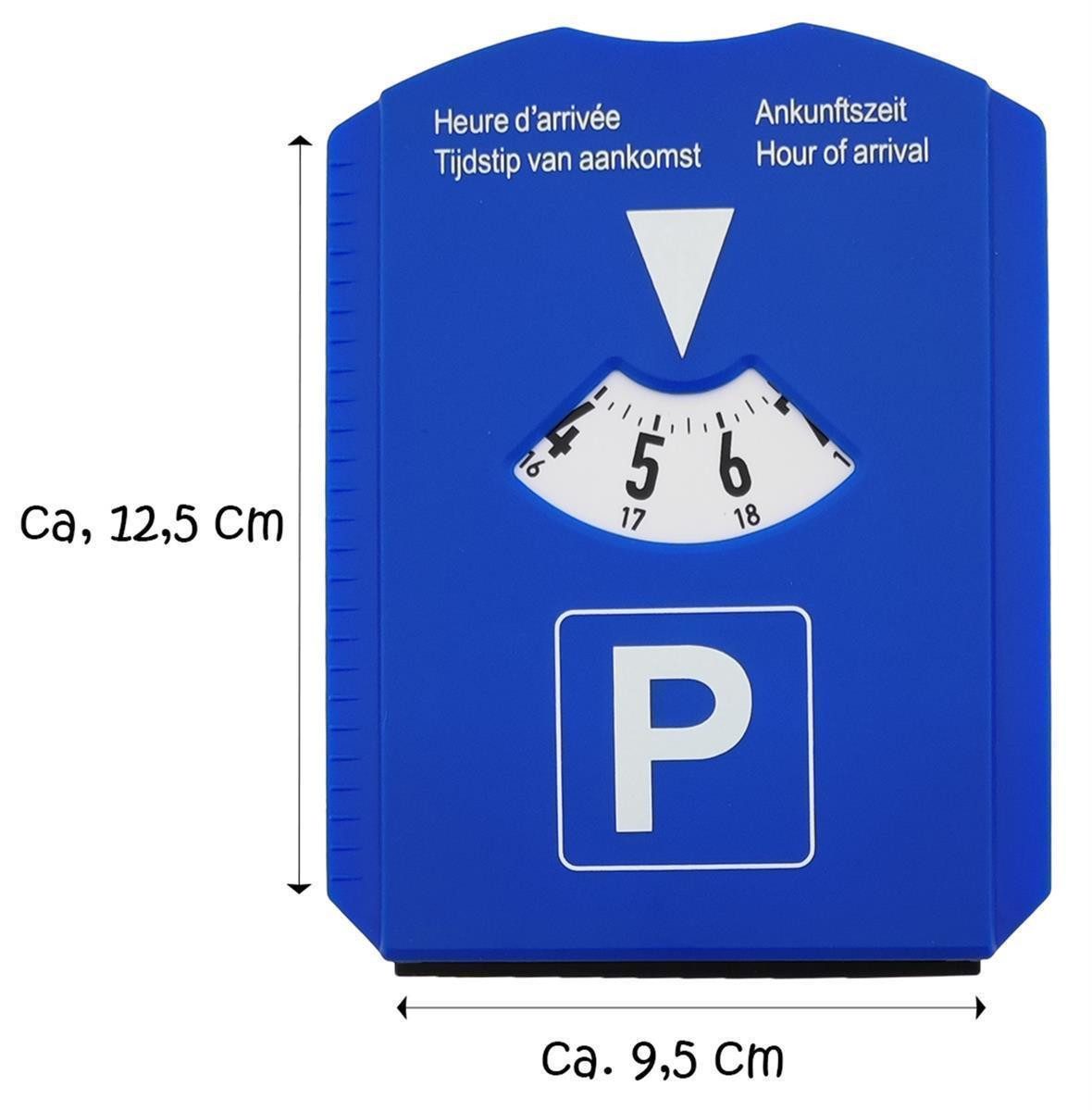 HundB Parkscheibe Parkscheibe mit 3 Einkaufswagenchips Eiskratzer Grau 1 Stück (Stück, 1-St., Parkscheibe mit 3 Einkaufswagenchips), Parkuhr Eiskratzer Parken Einkaufen