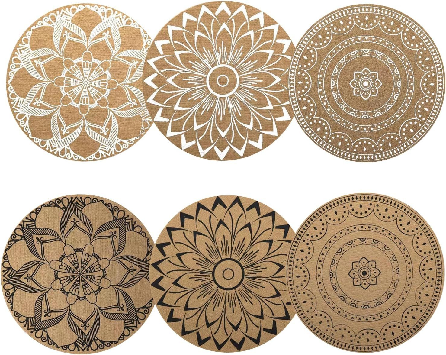 FELIXLEO Platzset 6er Set Tischsets Rund 38x38cm Abwaschbar Boho Hitzebeständig, (1-St)