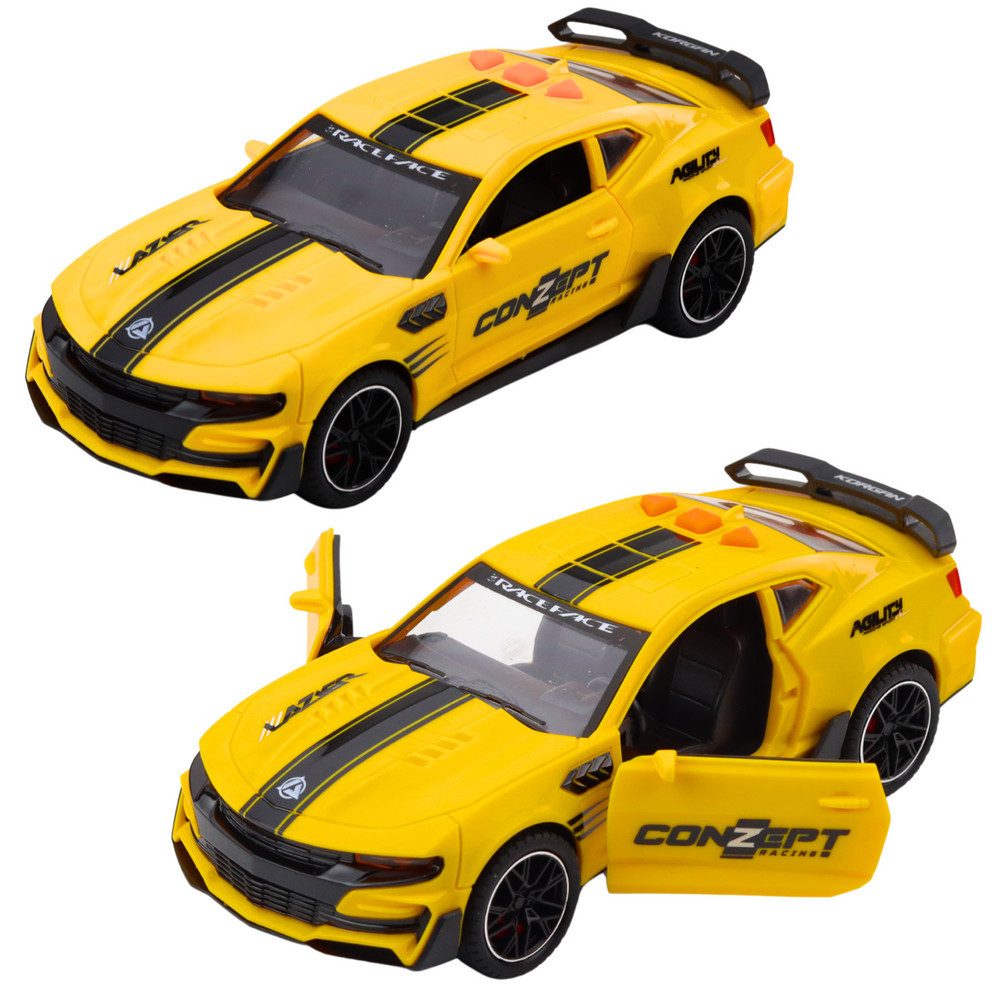 LEAN TOYS Spielzeug-Rennwagen Rennauto Sportwagen Modellauto, (Spar-Set, 1-tlg., 18 x 8 x 6 cm beleuchtet), Licht- & Soundeffekte, Türen öffnen, Gummiräder