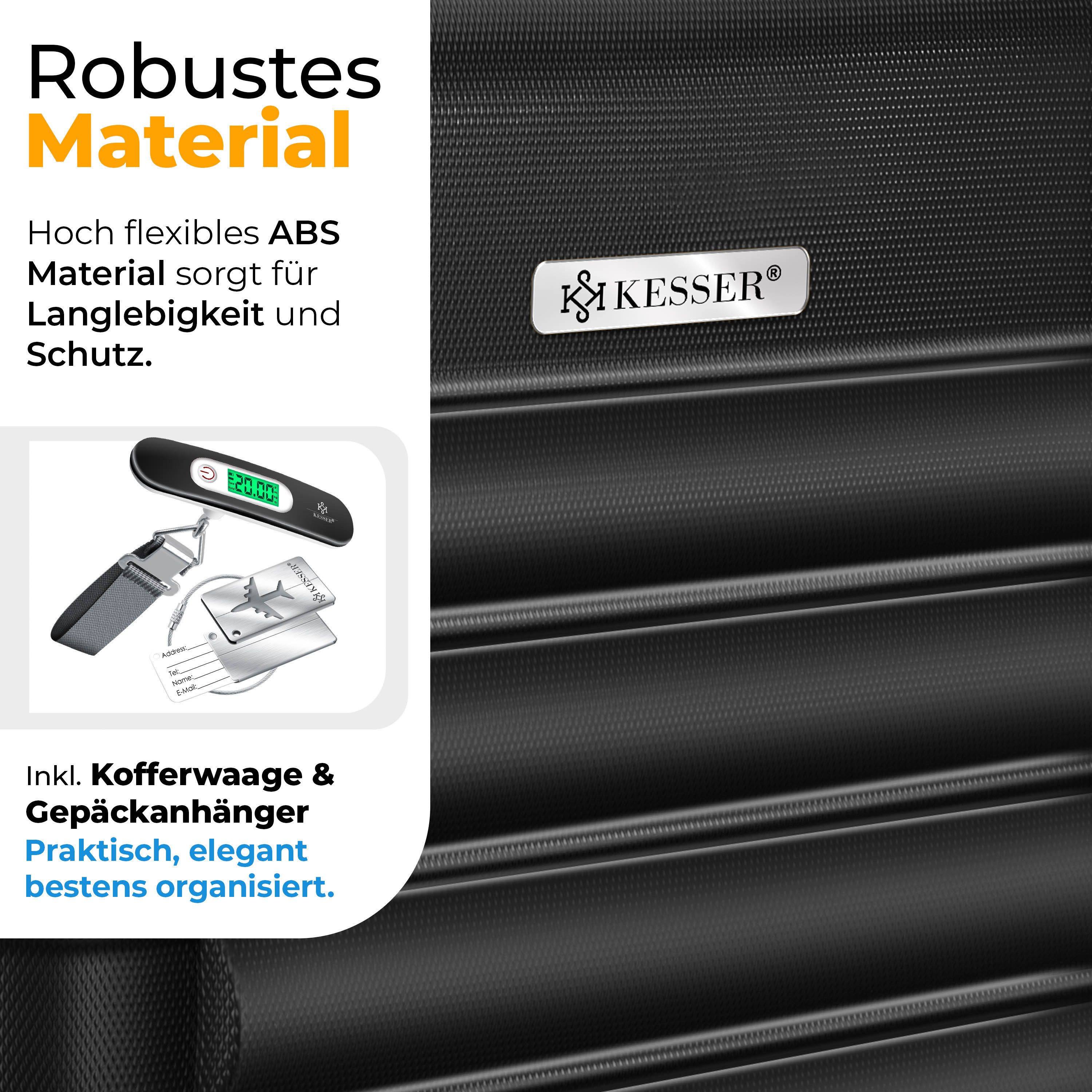 KESSER Hartschalen-Trolley Reisekoffer Handgepäck 55L Koffer Inkl. Kofferwaage + Gepäckanhänger, 4 Rollen, Rollkoffer ABS-Hartschale mit 4 Rollen, Zahlenschloss & Teleskopgriff