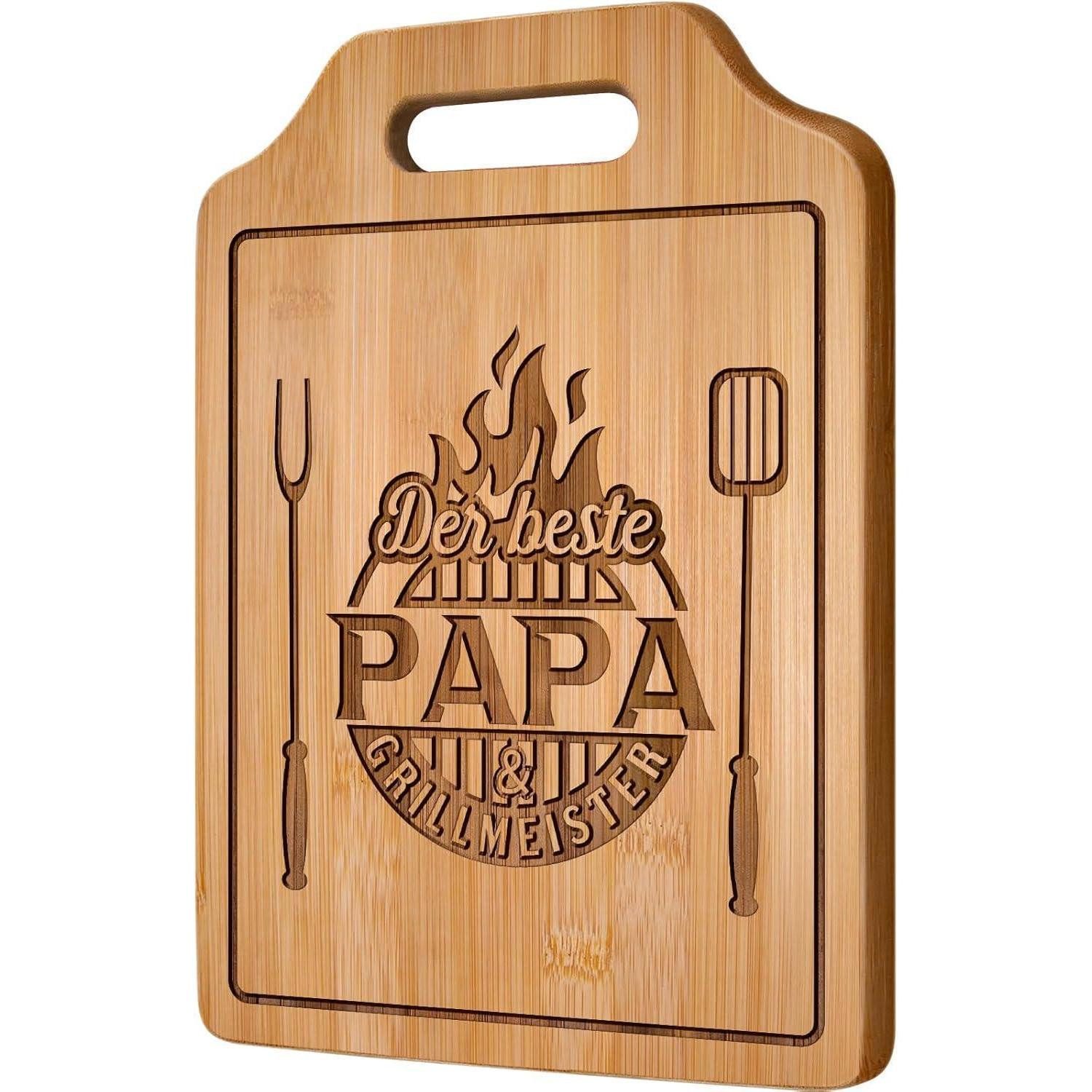 LuxusKollektion Schneidebrett Graviertes Bambus Schneidebrett mit Spruch für Papa, Geschenke, Naturmaterialien, (1-St)