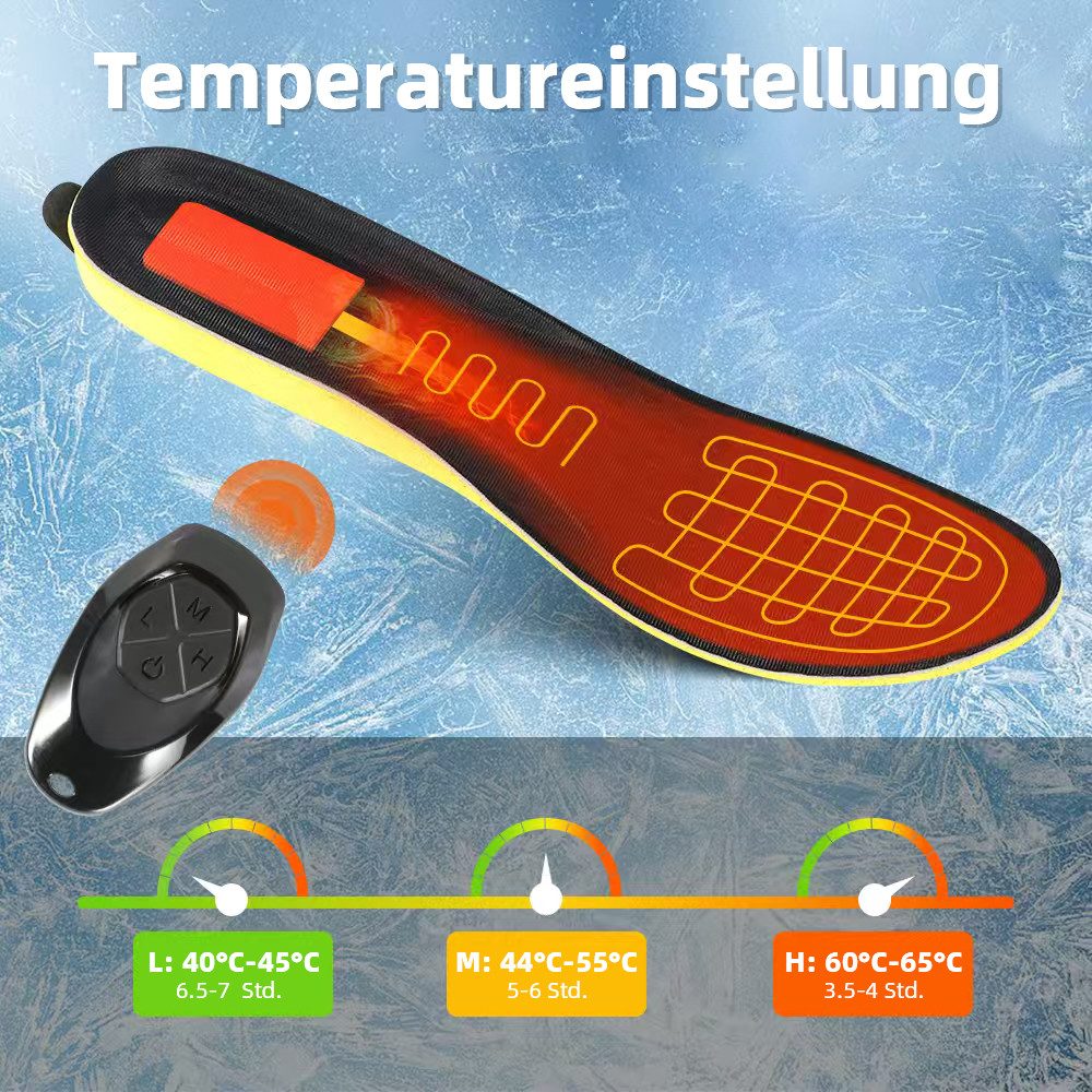 Tekoo Einlegesohlen Beheizbare Einlegesohlen Akku mit Fernbedienung, 2000mAh, USB-C (Set, 2-tlg), 3 Heizstufen, Zuschneidbar, Fernbedienung, USB-C Aufladung
