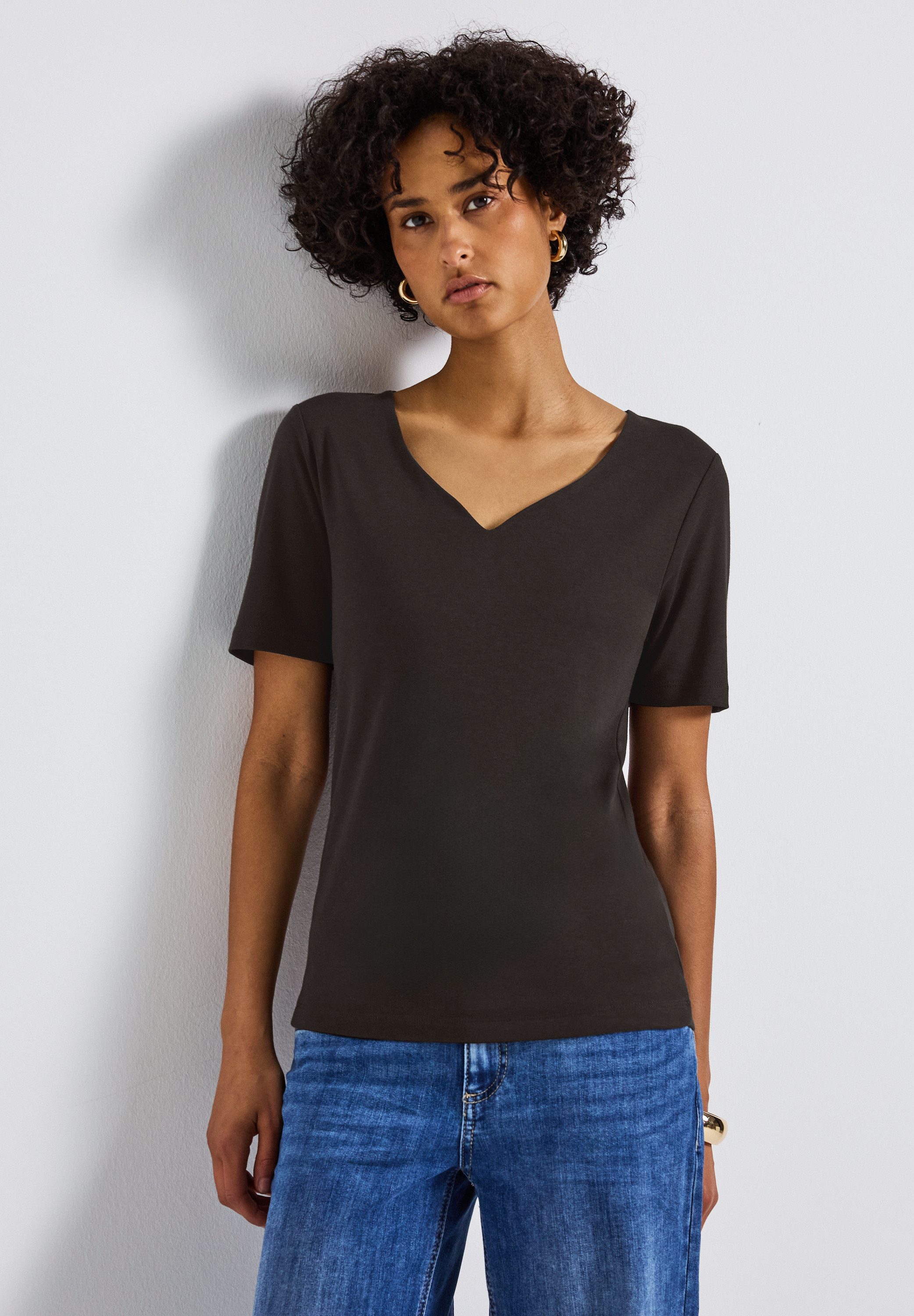 STREET ONE T-Shirt mit Herzausschnitt günstig online kaufen