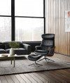 FLEXLUX Relaxsessel Clement Rücken u. Kopfverstellung, ergonomisch, Airchannels, Rücken- & Kopfteilverstellung, Drehbar, Armlehne Walnuss, Fuß Schwarz