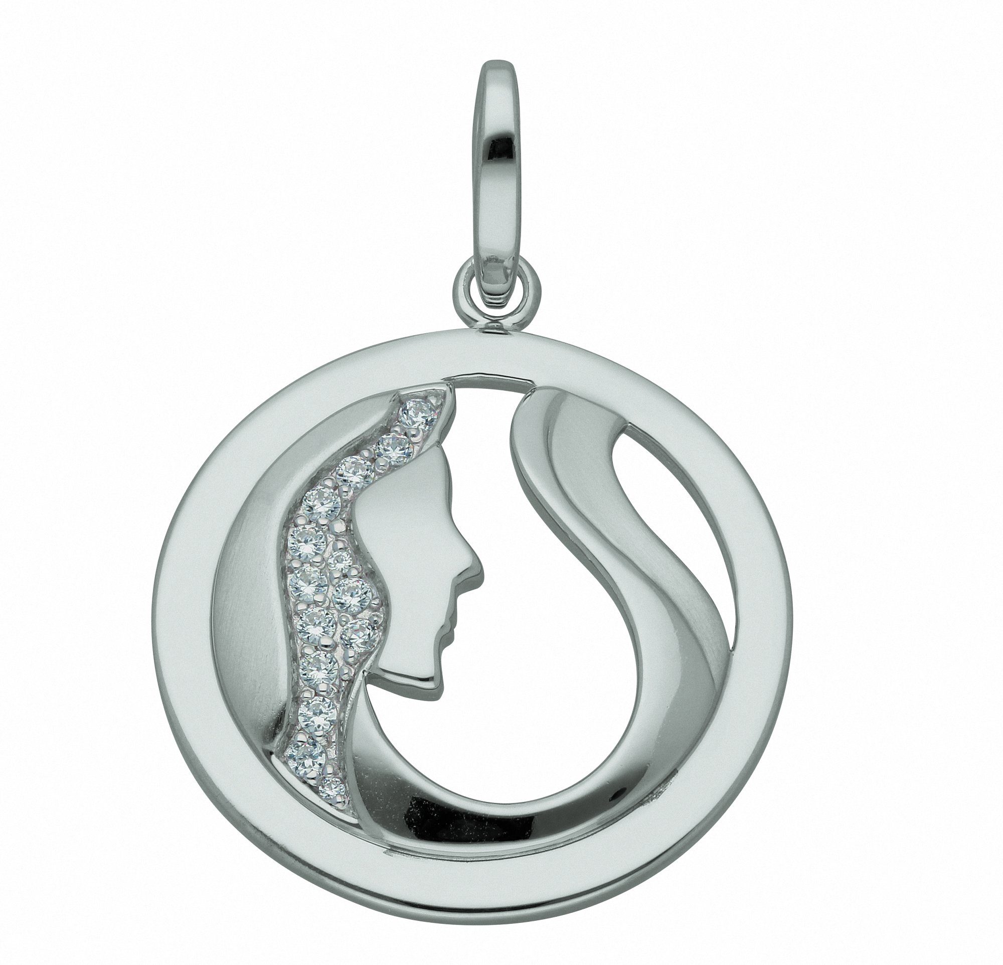 Zirkonia Schmuckset mit Set Adelia´s - mm, Silber mit Halskette 925 Anhänger ohne Jungfrau Sternzeichen Anhänger Ø 25,2 Kette