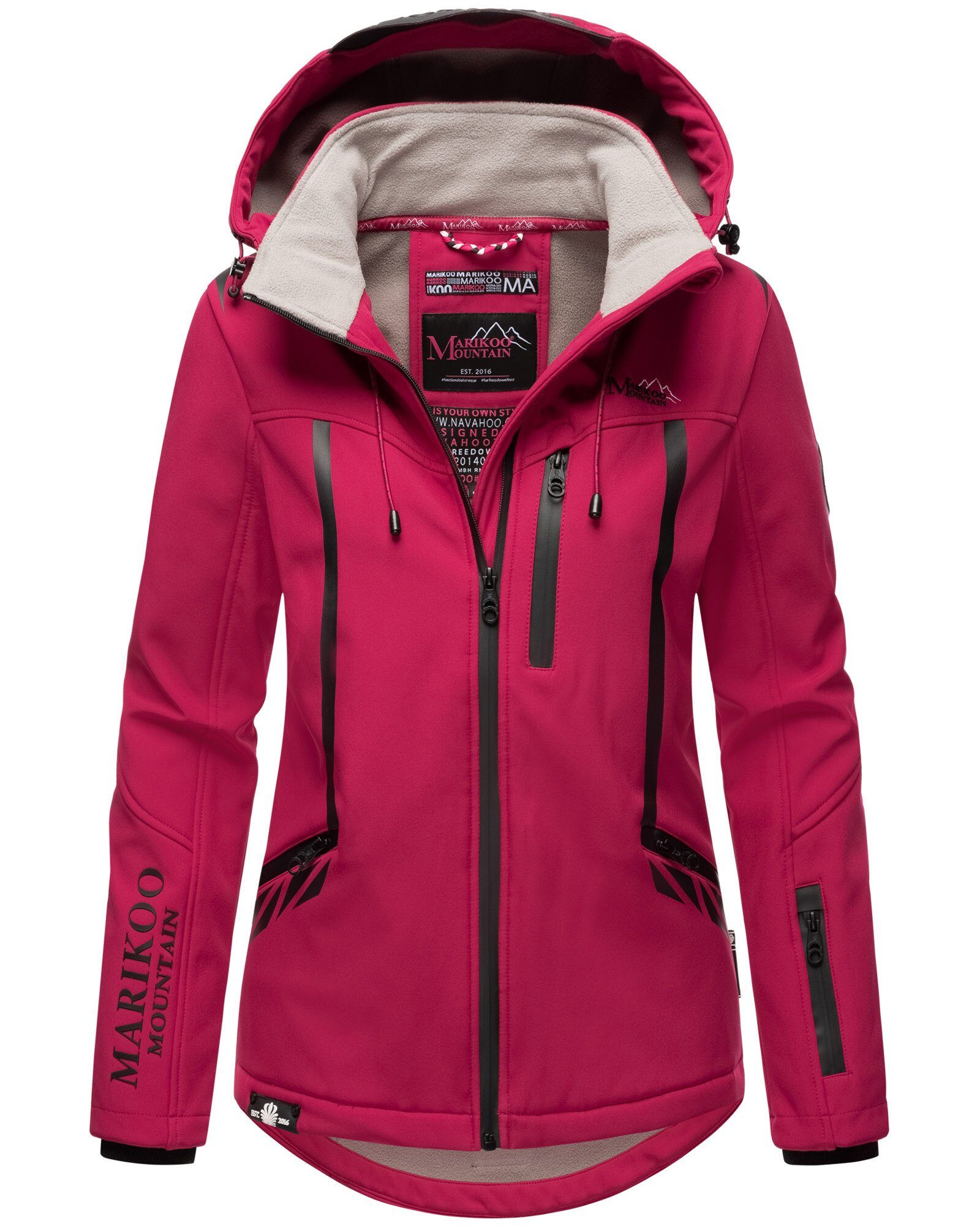 mit Kapuze Softshelljacke Marikoo abnehmbarer Fuchsia Mount-Cho-Oyu