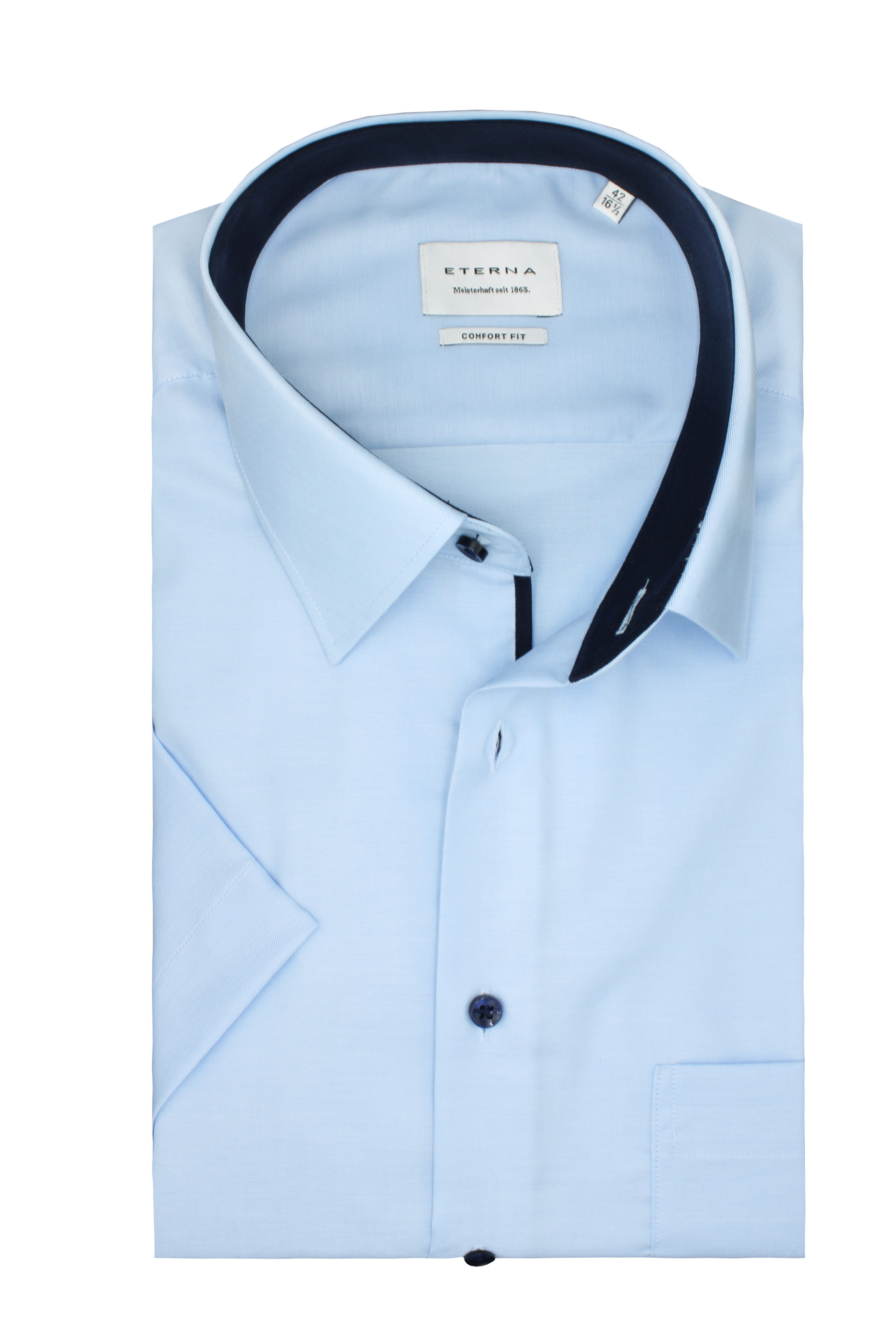 Eterna Kurzarmhemd Comfort Fit, 100 % Baumwolle Bügelfrei, Knitterfrei