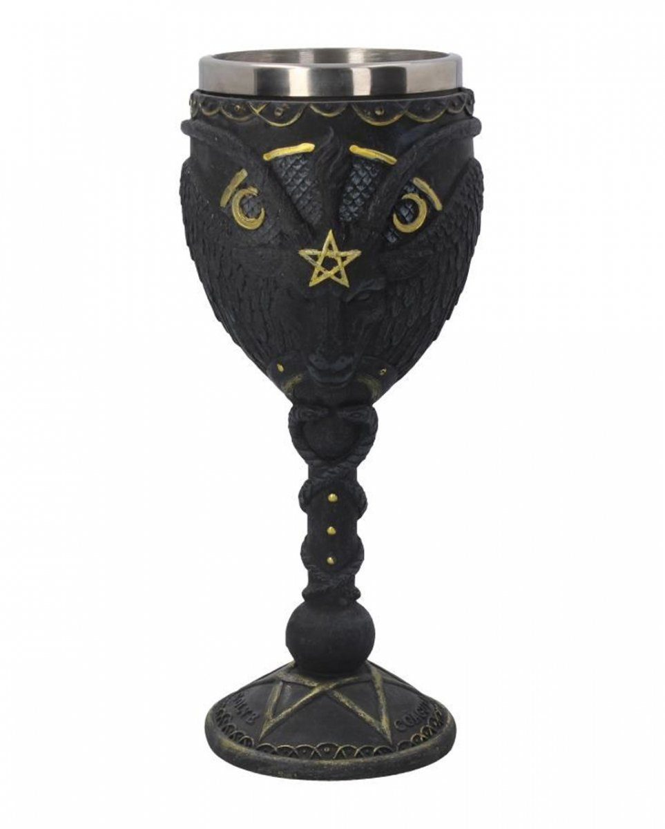 Horror-Shop Dekofigur Schwarzer Baphomet Gothic Kelch als Geschenk für G